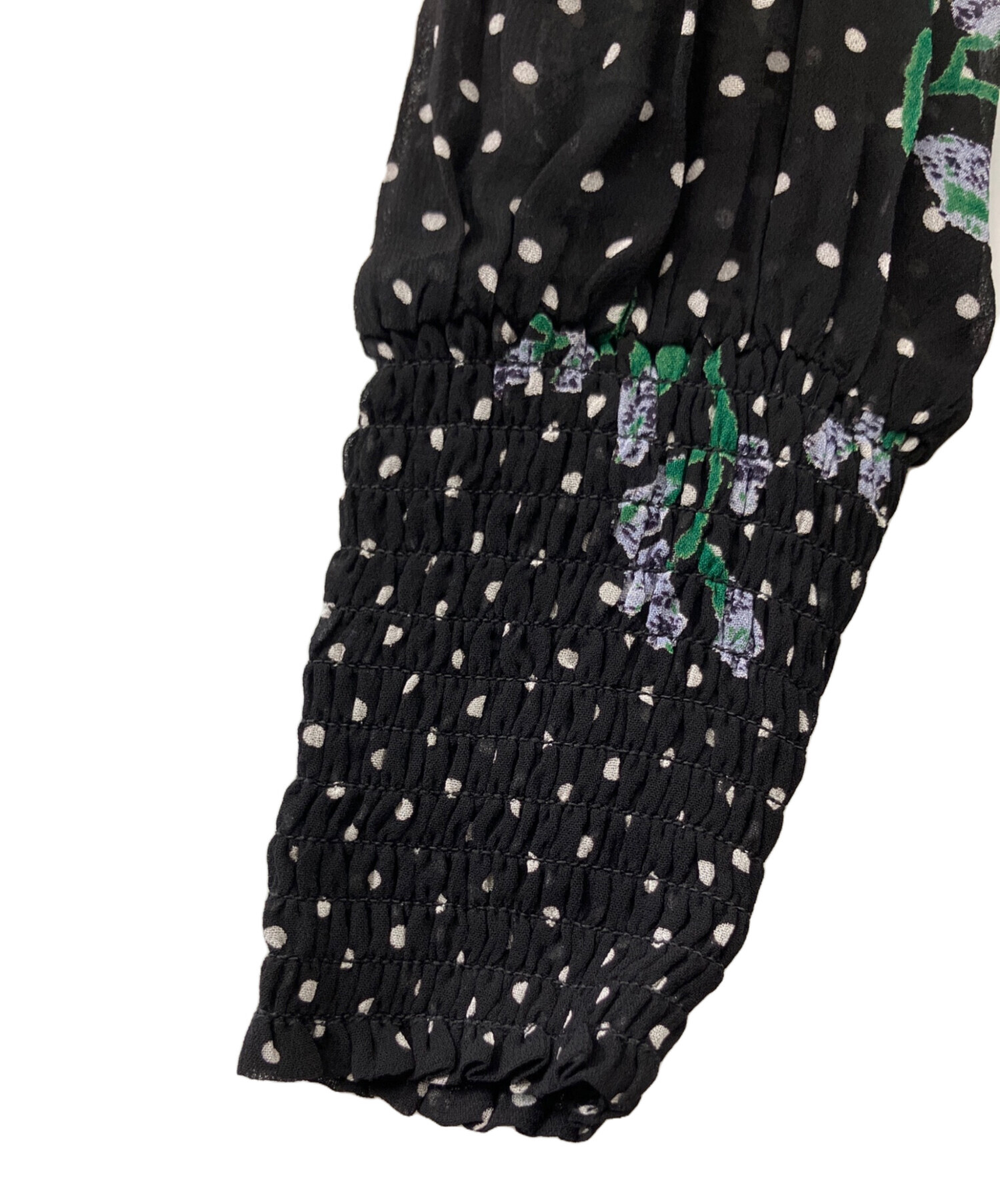 GANNI 花柄ロングスリーブワンピース 中古・古着通販】Ganni (ガニー) 花柄ワンピース ブラック サイズ:36