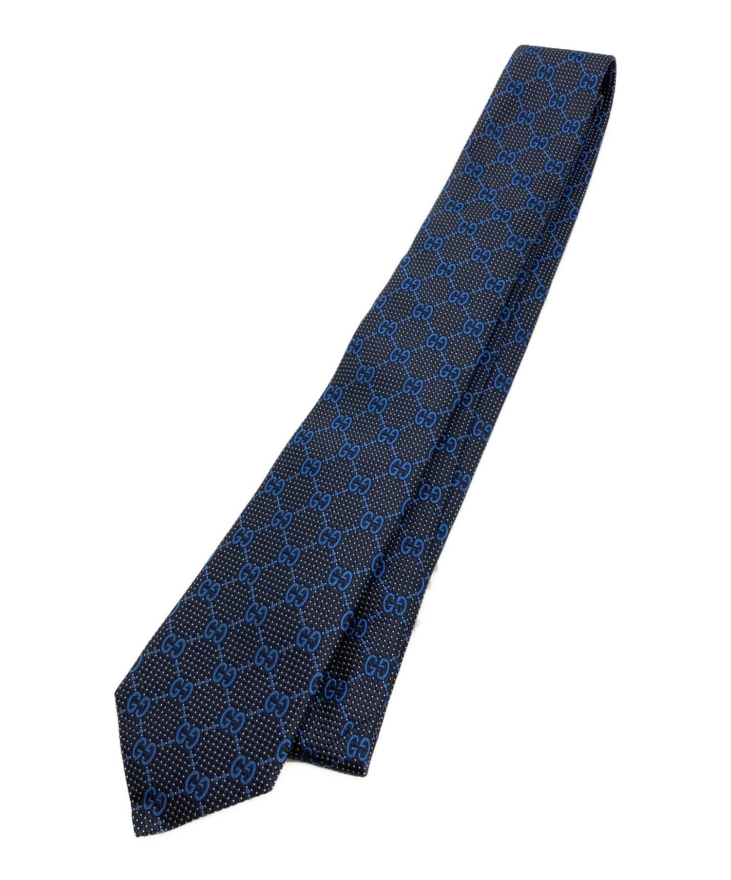 【未使用・新品タグ付】グッチネクタイ_ブルーネイビー_GG柄 中古・古着通販】GUCCI (グッチ) GG柄ネクタイ ブルー サイズ:148×7