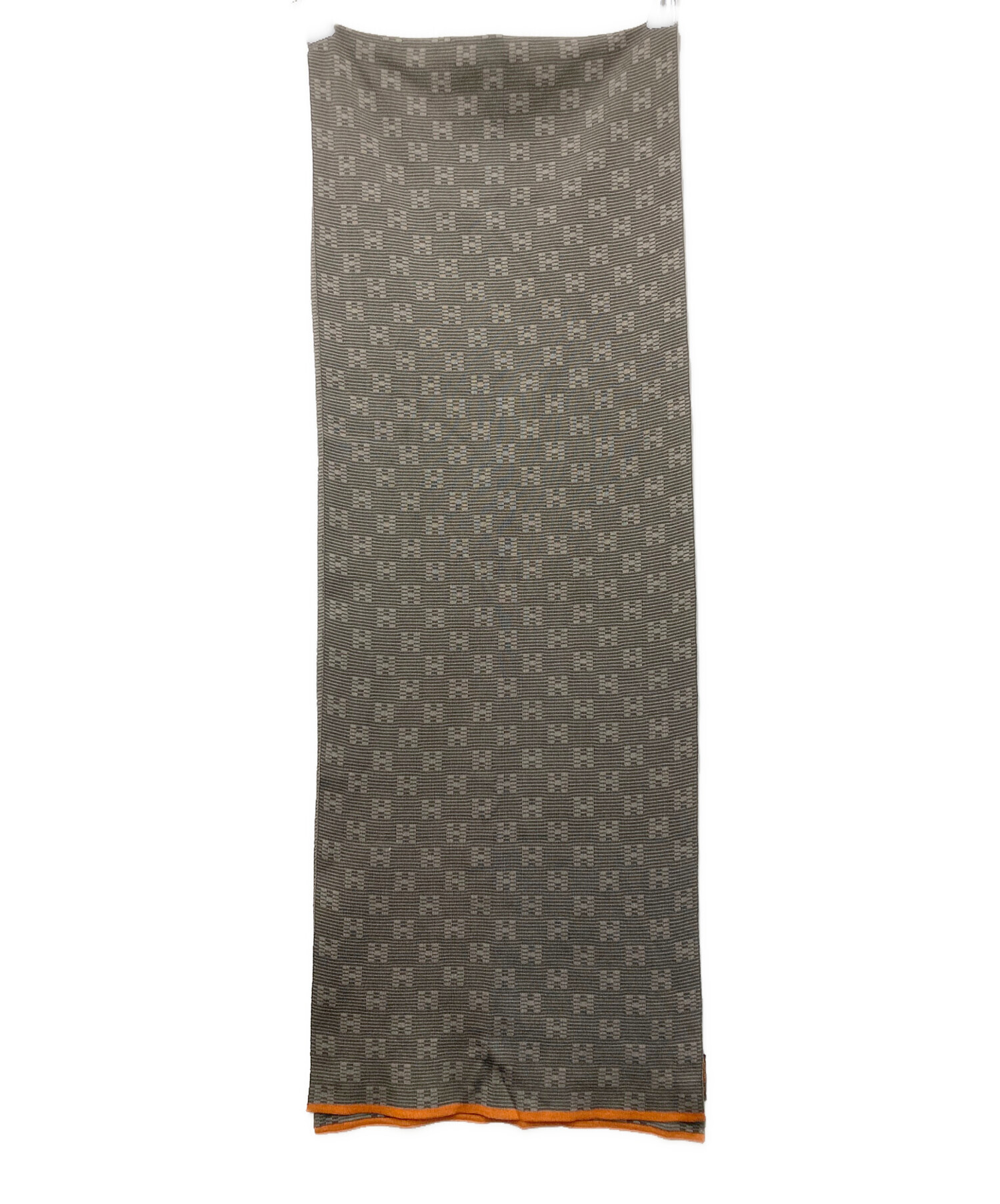 中古・古着通販】HERMES (エルメス) Hロゴシルクマフラー ブラウン 