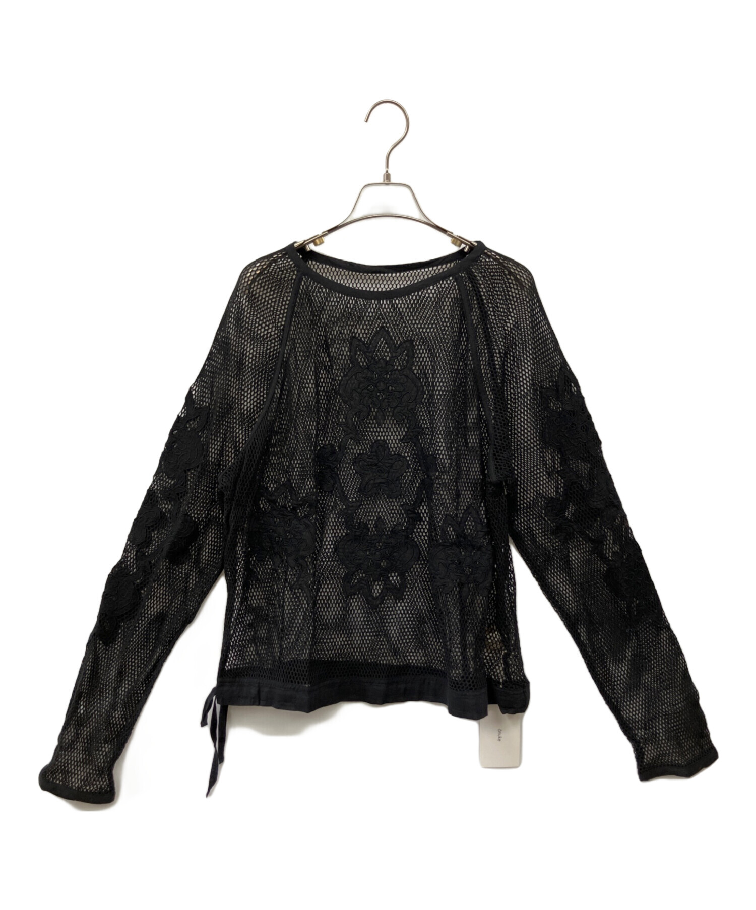 anukeアンヌーク*Embroidery Mesh Tops 中古・古着通販】anuke (アンヌーク) Embroidery Mesh Tops ブラック