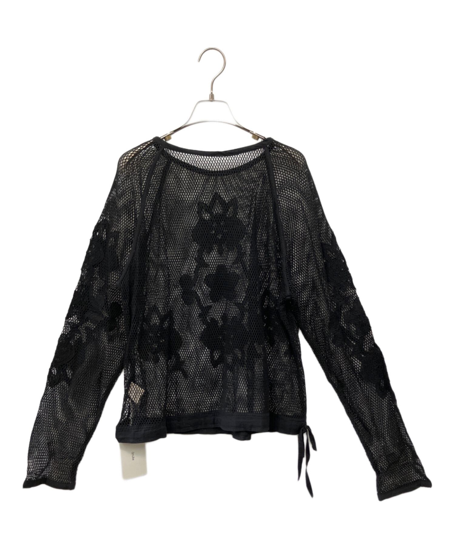 anukeアンヌーク*Embroidery Mesh Tops 中古・古着通販】anuke (アンヌーク) Embroidery Mesh Tops ブラック