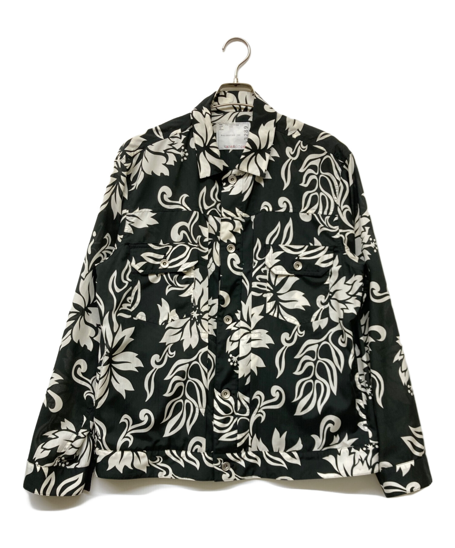 Sacai サカイ 15-02248 フラワープリント コンビネーション バックフレア Tシャツ ブラック系 1【中古】 中古・古着通販】sacai (サカイ) Floral Print Blouson ブラック