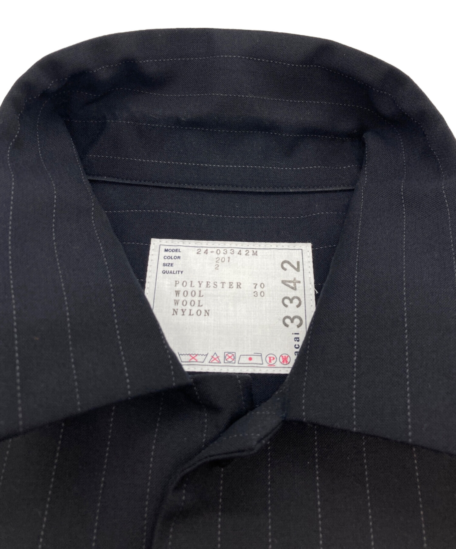 中古・古着通販】sacai (サカイ) 24SS Chalk Stripe Shirt ブラック