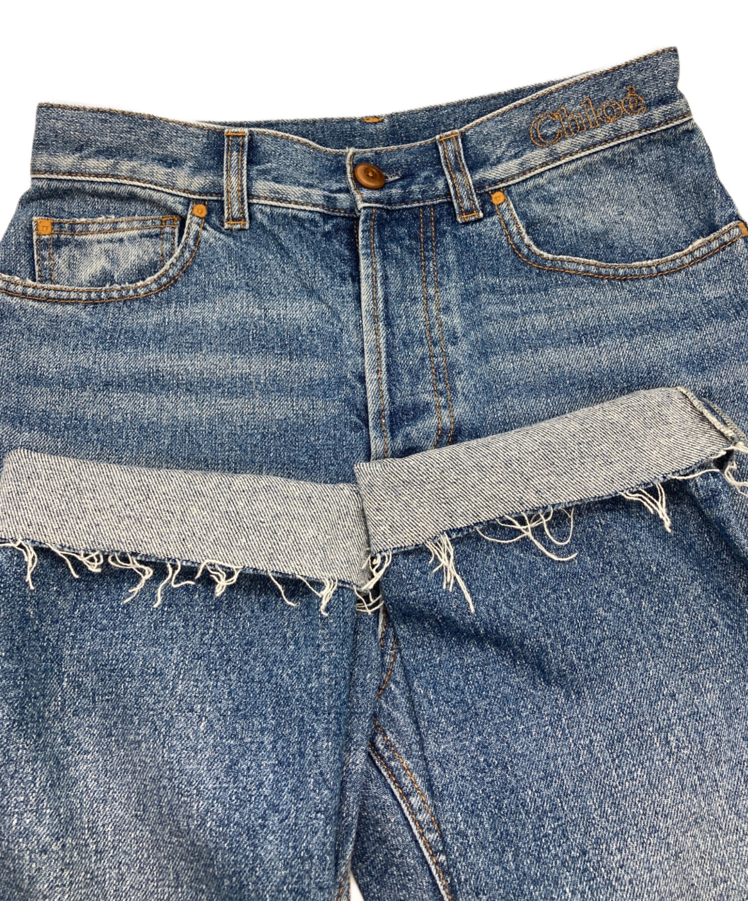 中古・古着通販】Chloe (クロエ) カットオフデニムパンツ FOGGY BLUE