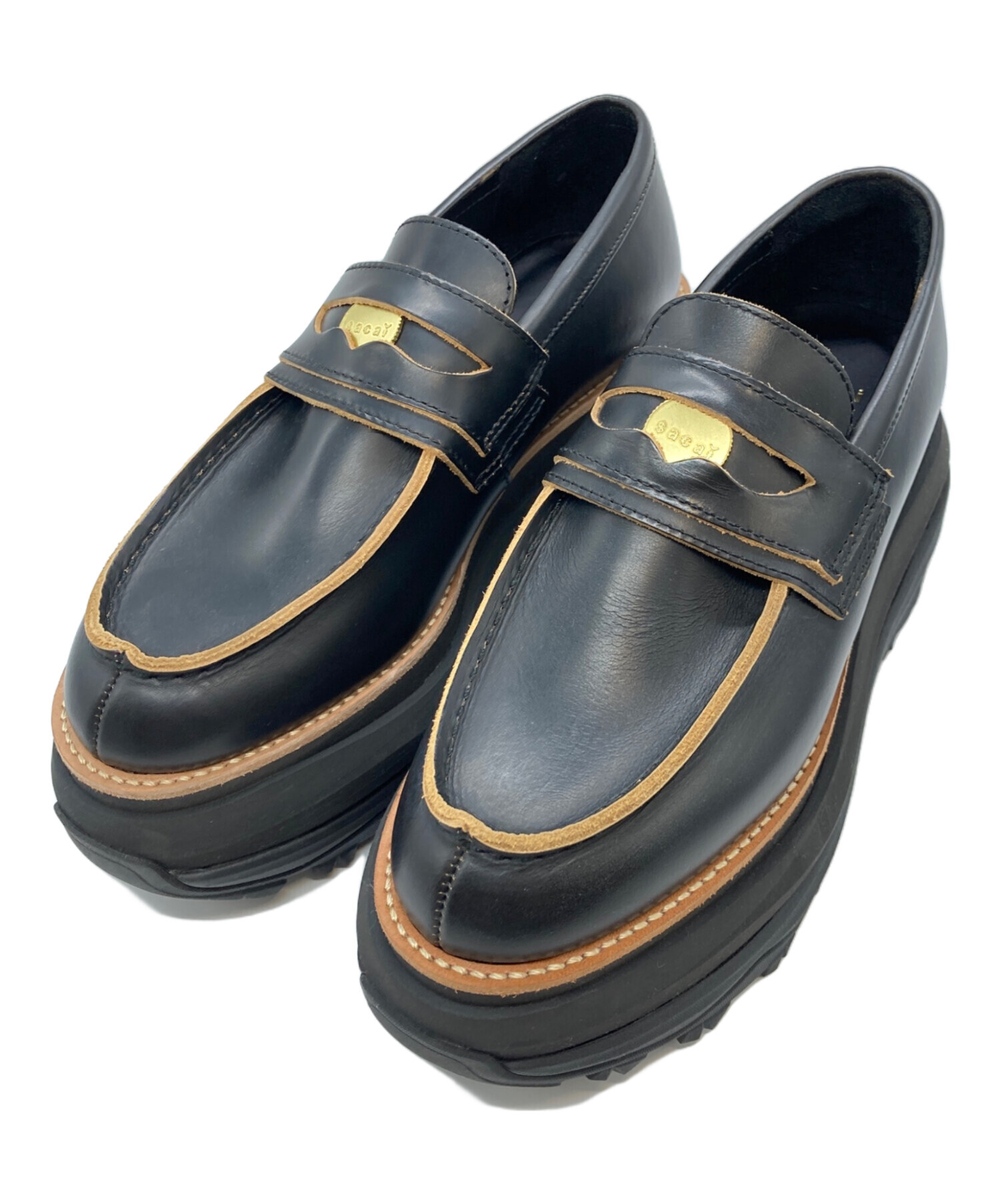 sacai ローファー 37 ブラック 人気 Sacai サカイ Wingtip Loafers