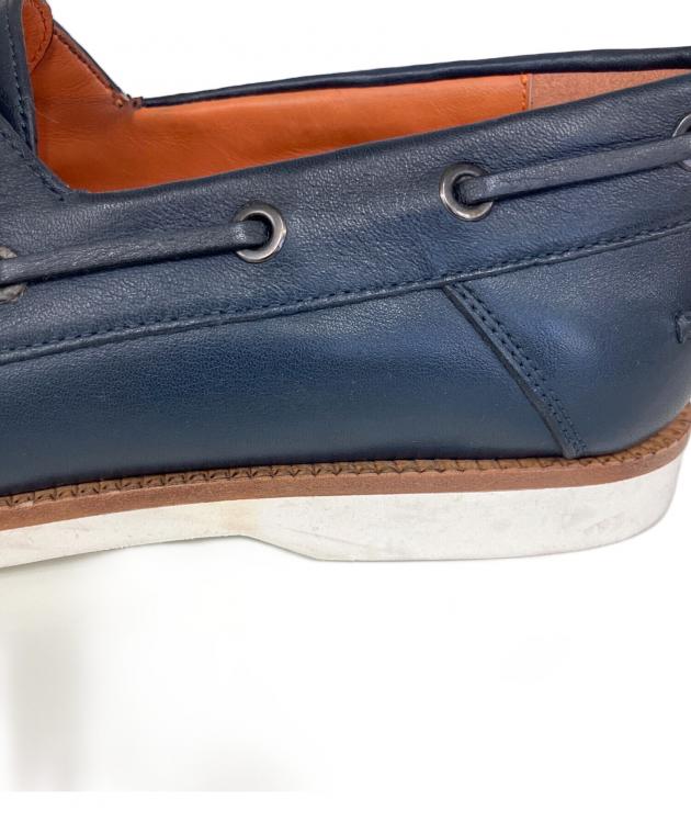 【SANTONI】未使用展示品！ サントーニ レザーデッキシューズ26.5cm 中古・古着通販】Santoni (サントーニ) デッキシューズ ネイビー