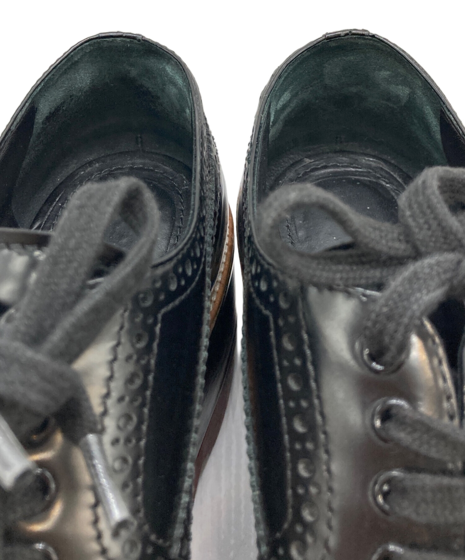 中古・古着通販】PRADA (プラダ) ウィングチップシューズ ブラック