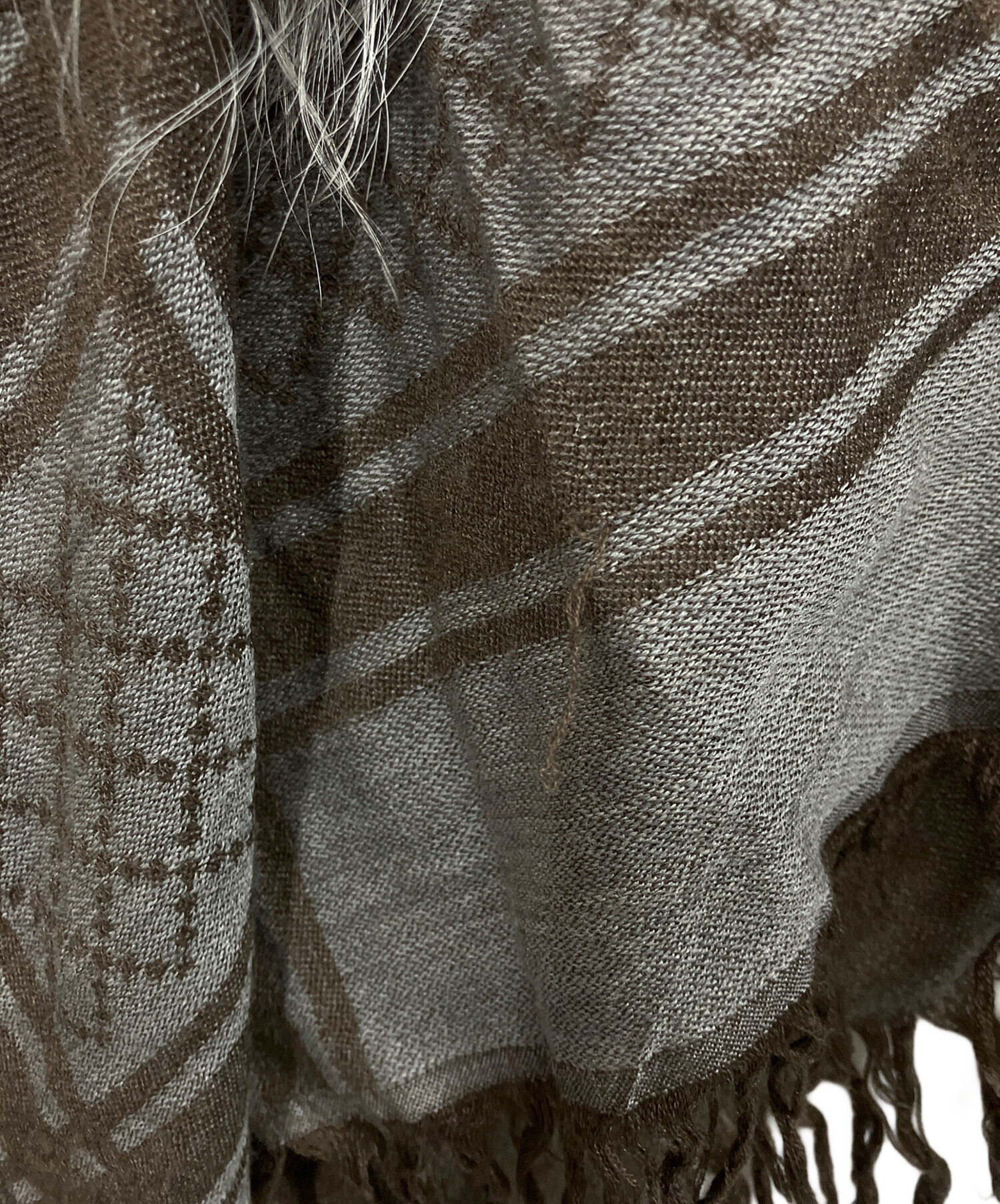 中古・古着通販】GUCCI (グッチ) FOXファー付ウールシルクストール