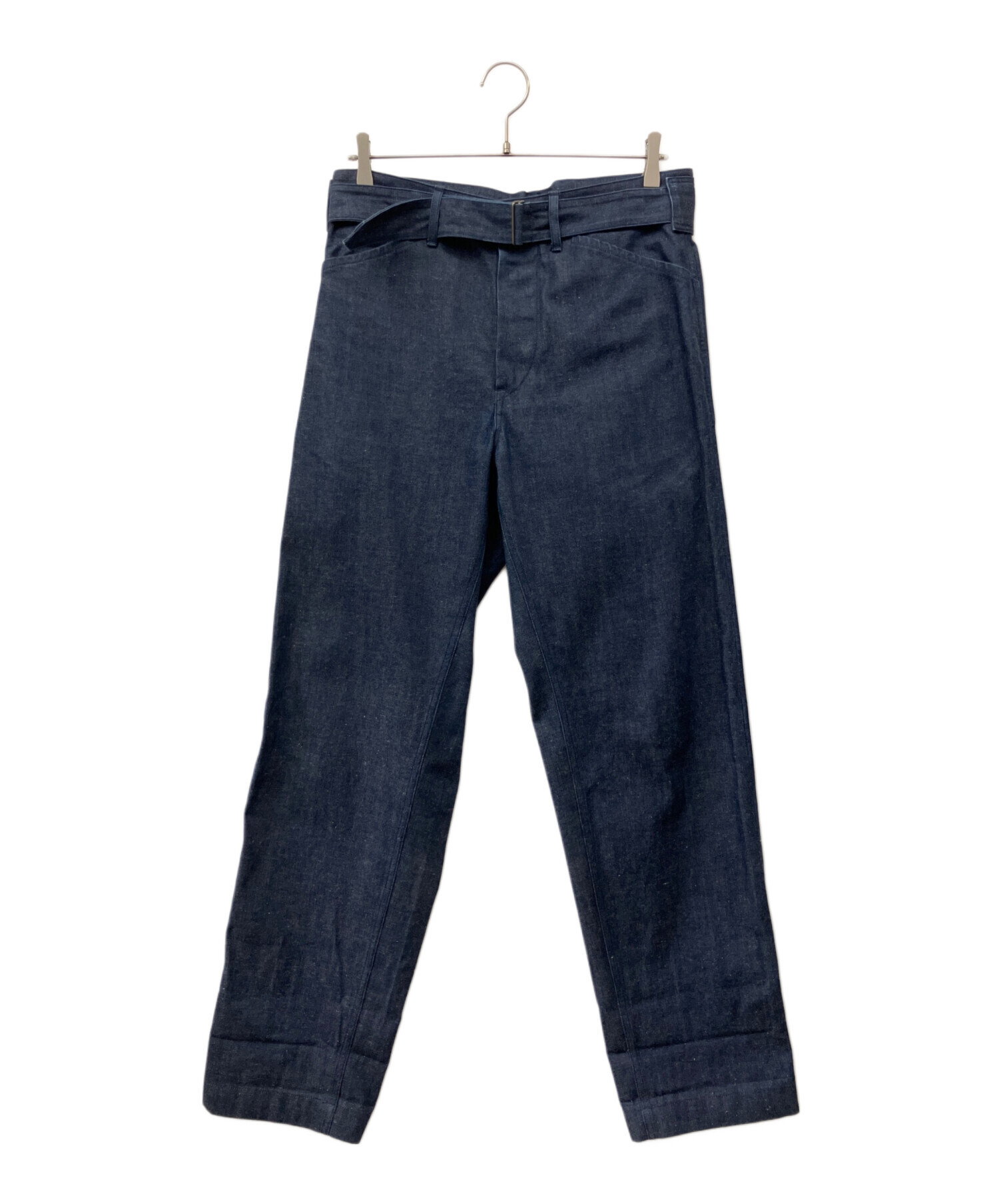【タイムセール】COMOLI ベルテッドデニムパンツ インディゴ サイズ1 中古・古着通販】COMOLI (コモリ) ベルテッド デニムパンツ インディゴ