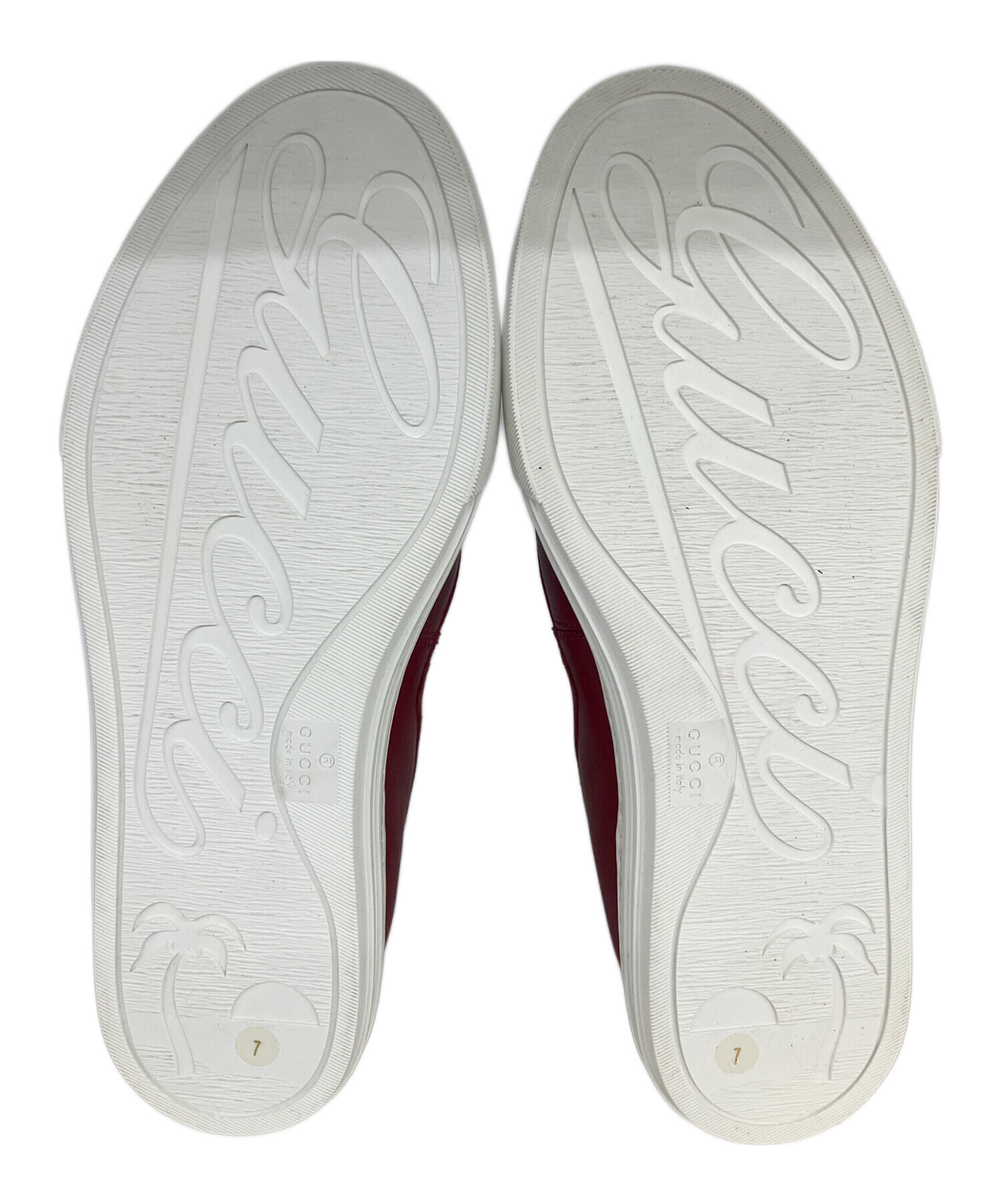 中古・古着通販】GUCCI (グッチ) レザースリッポン レッド サイズ