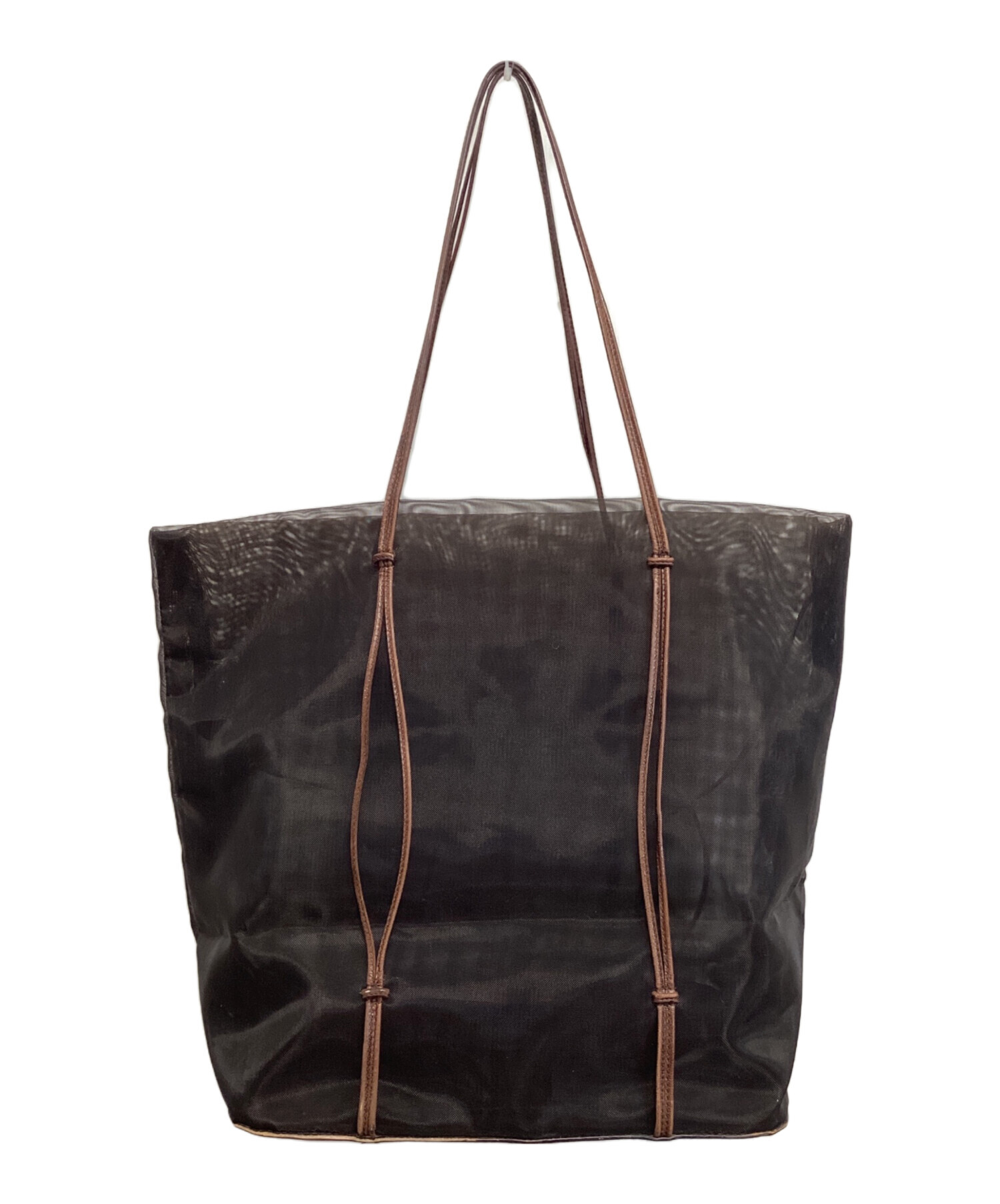 中古・古着通販】PRADA (プラダ) レザーポーチ付シースルートート 