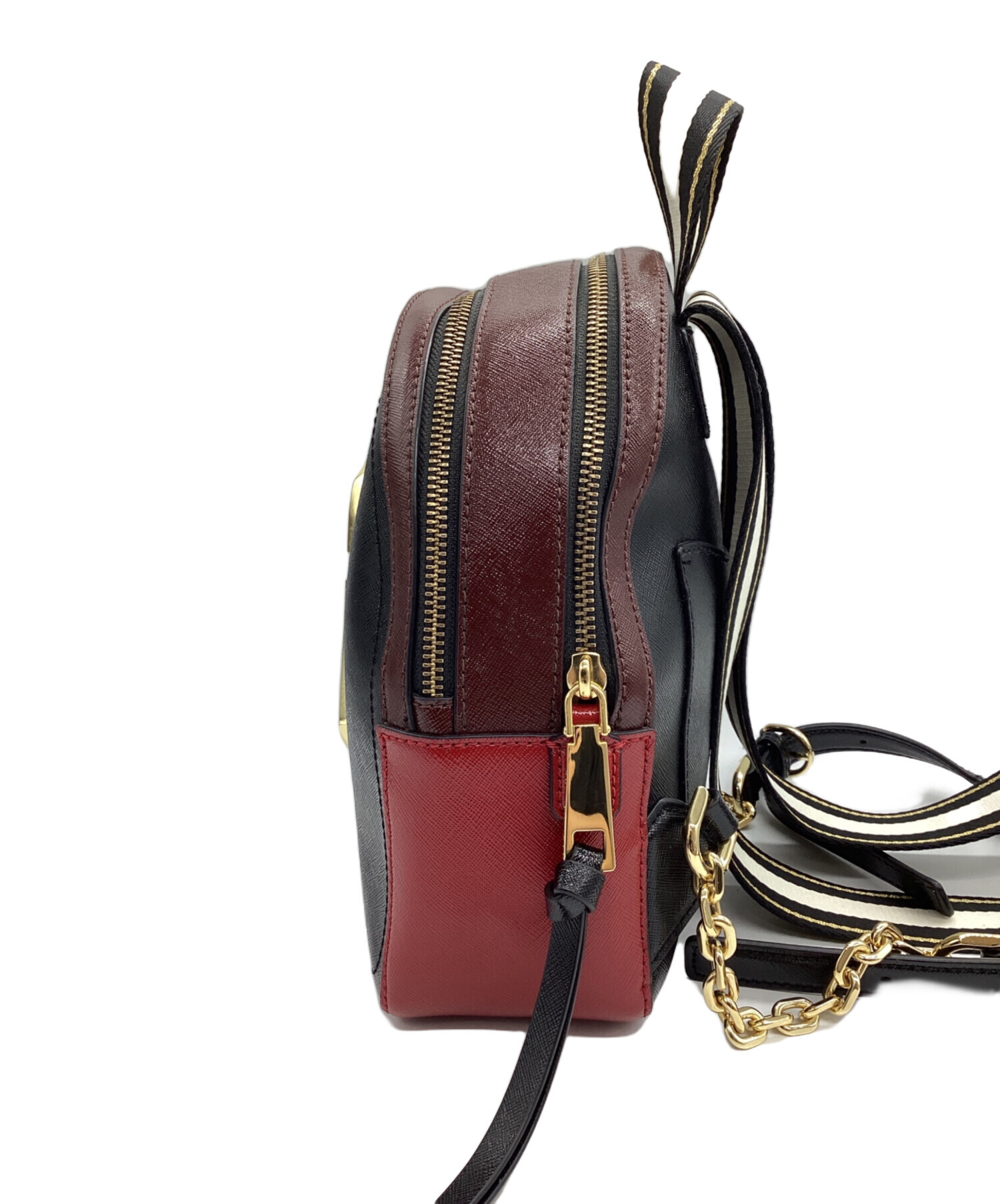 【ほぼ新品】MARC JACOBS リュック・バックパック ブラック　ボルドー 中古・古着通販】MARC JACOBS (マークジェイコブス) リュック ボルドー