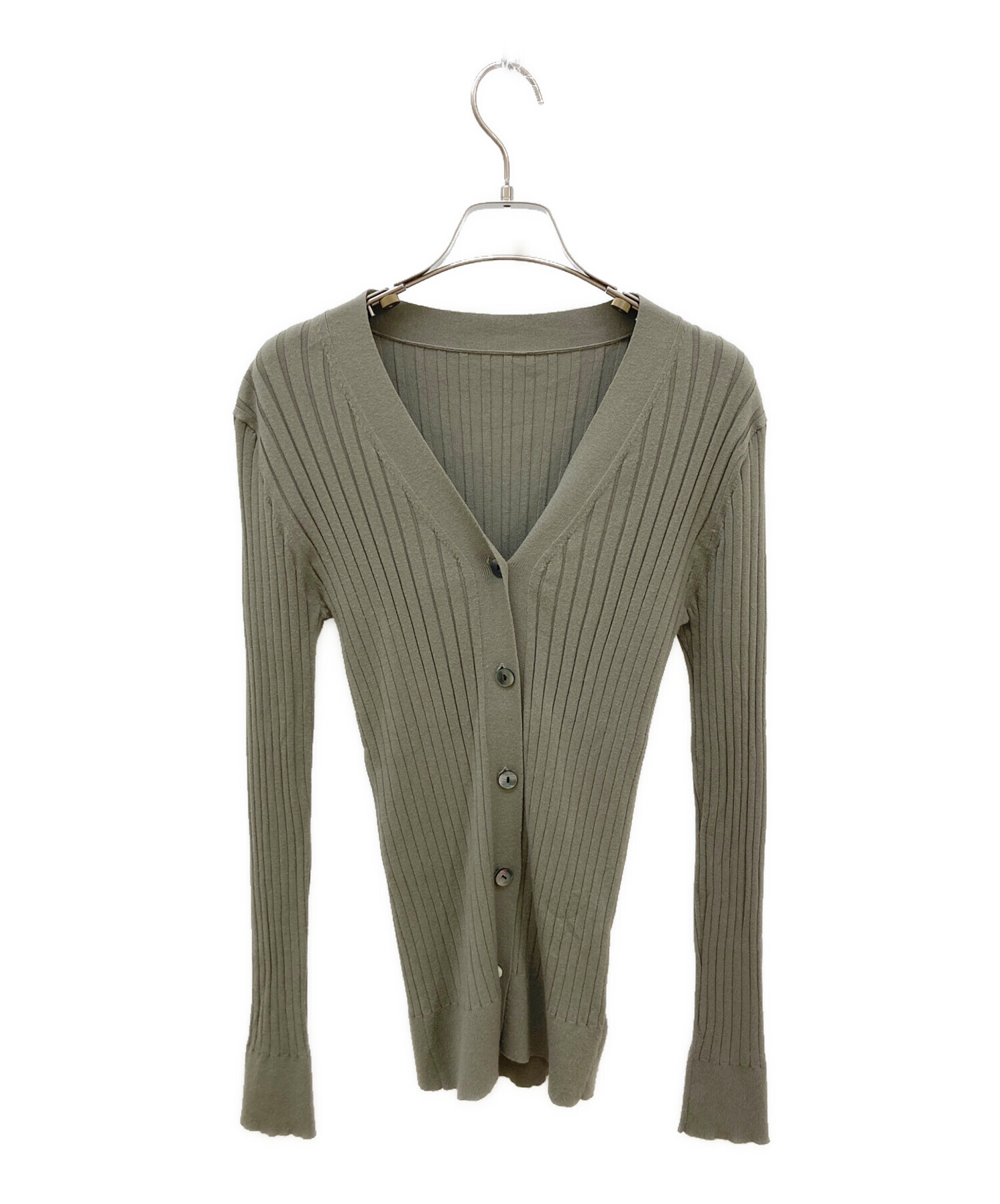 【未使用に近い】ソージュ ワイドリブ Vネックニットカーディガン 黒 Mサイズ 未使用に近い】ソージュ ワイドリブ Vネックニットカーディガン