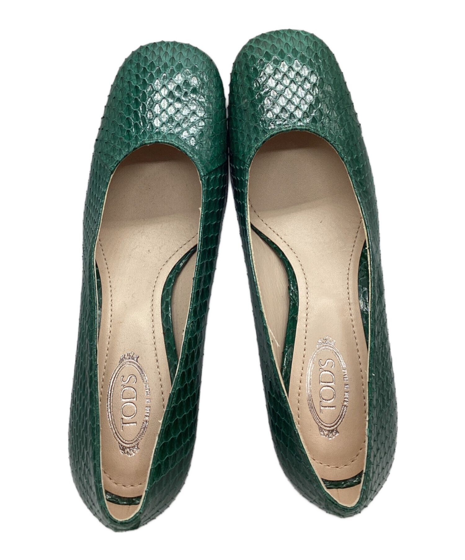 中古・古着通販】TOD'S (トッズ) パイソンパンプス グリーン サイズ:37