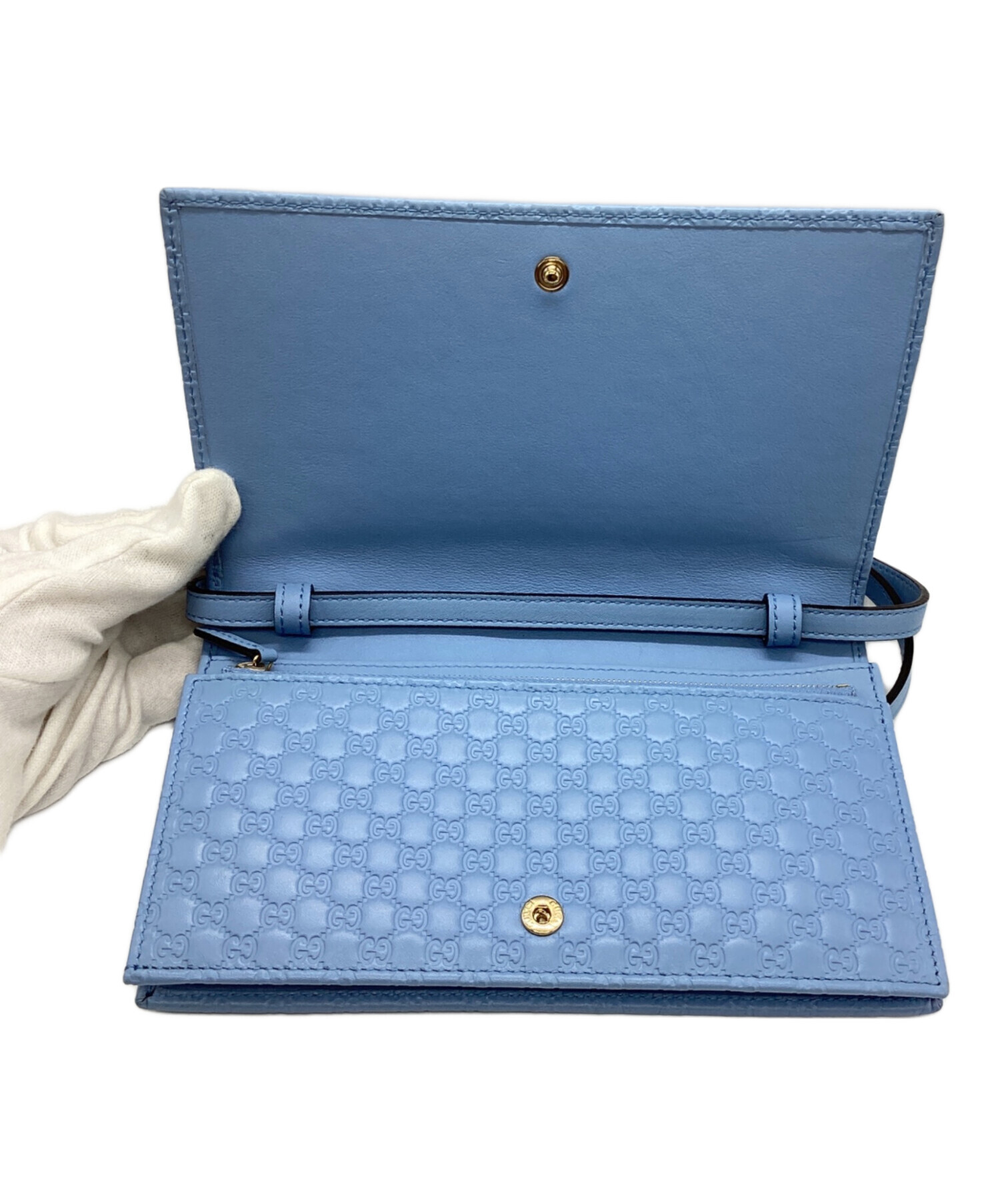 GUCCI GUCCY ショルダー 財布セット 中古・古着通販】GUCCI (グッチ) ショルダーウォレット ライトブルー