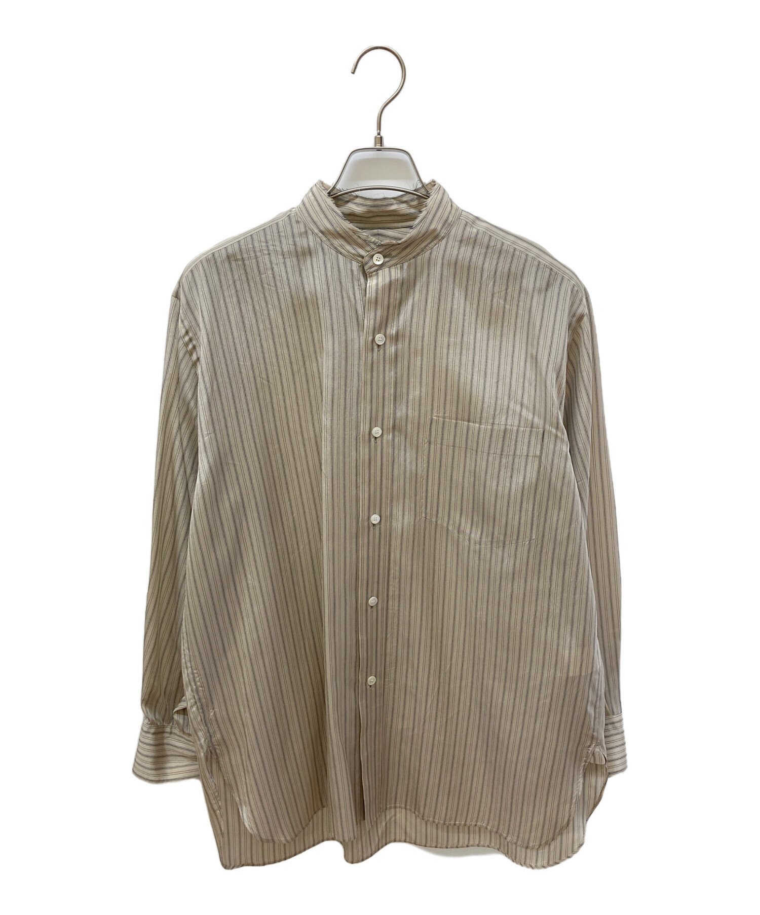 YLEVE イレーヴ カジュアルシャツ 2(M位) ベージュ 【古着】【中古】 中古・古着通販】YLEVE (イレーヴ) エステートキュプラストライプ