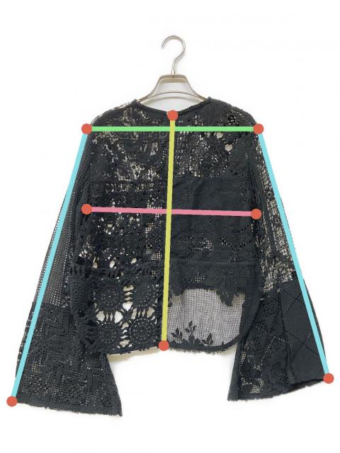 malion vintage クロシェレースブラウス　ブラック 中古・古着通販】MALION VINTAGE (マリオンヴィンテージ) クロシェ