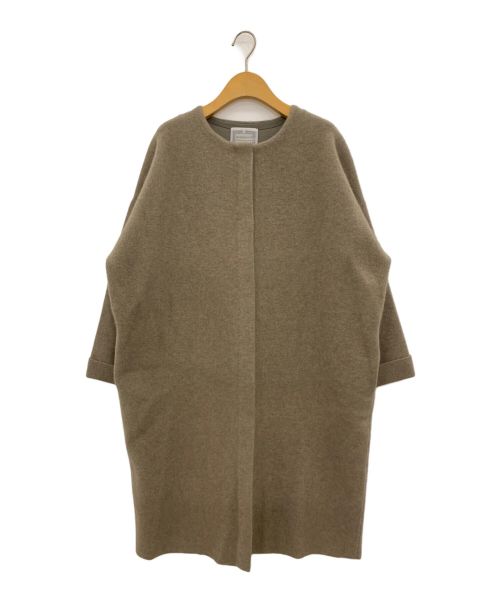 【美品】BEARDSLEY　ビアズリー 手洗い可　 ベージュ ロングニットコート BEARDSLEY（ビアズリー）の「ニットコートロング（ノーカラーコート