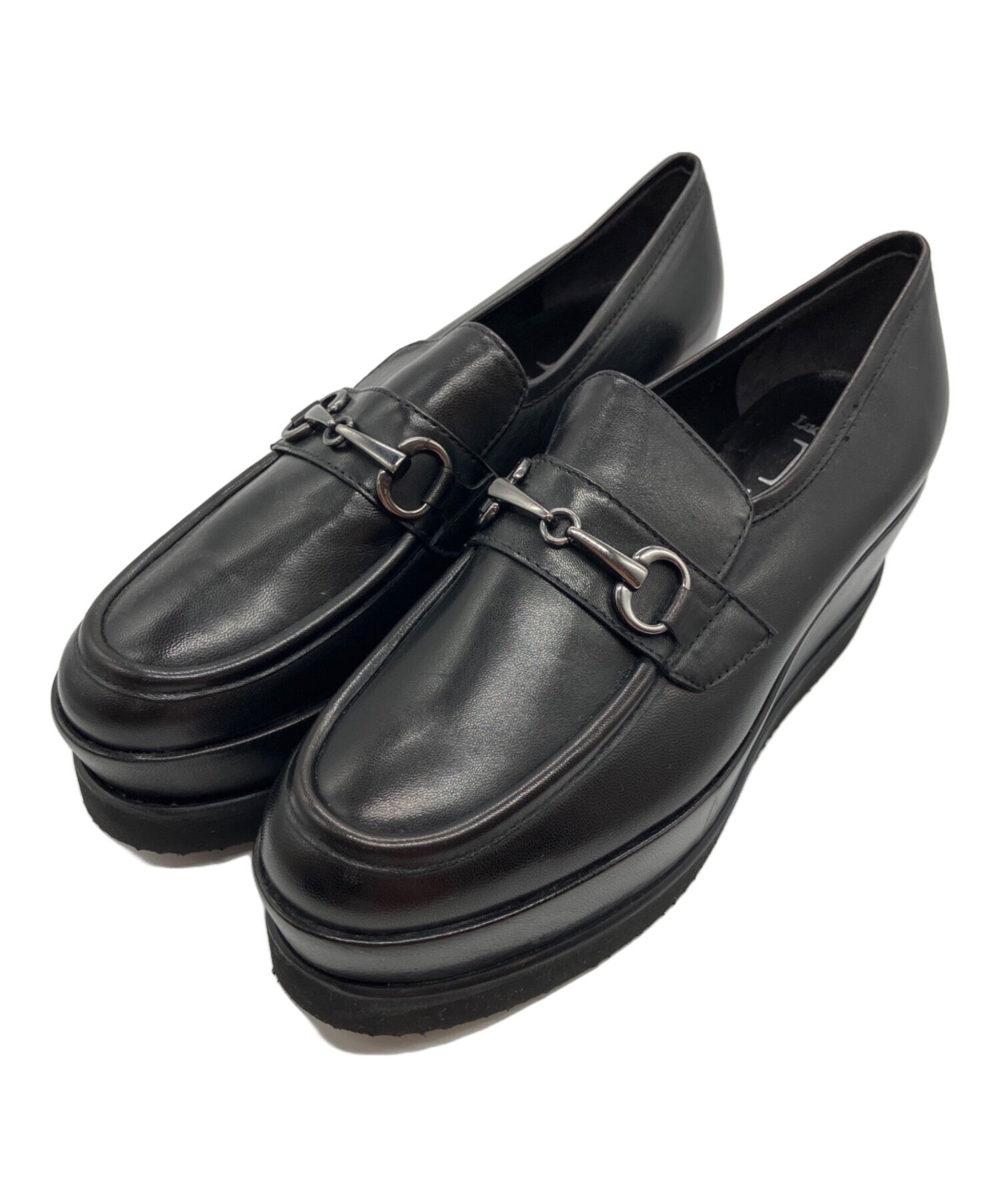 美品 ルカ グロッシ ブラック 厚底 ビットローファー 37 LucaGrossi(ルカ グロッシ)｜厚底ビットローファー/ブラック の通販