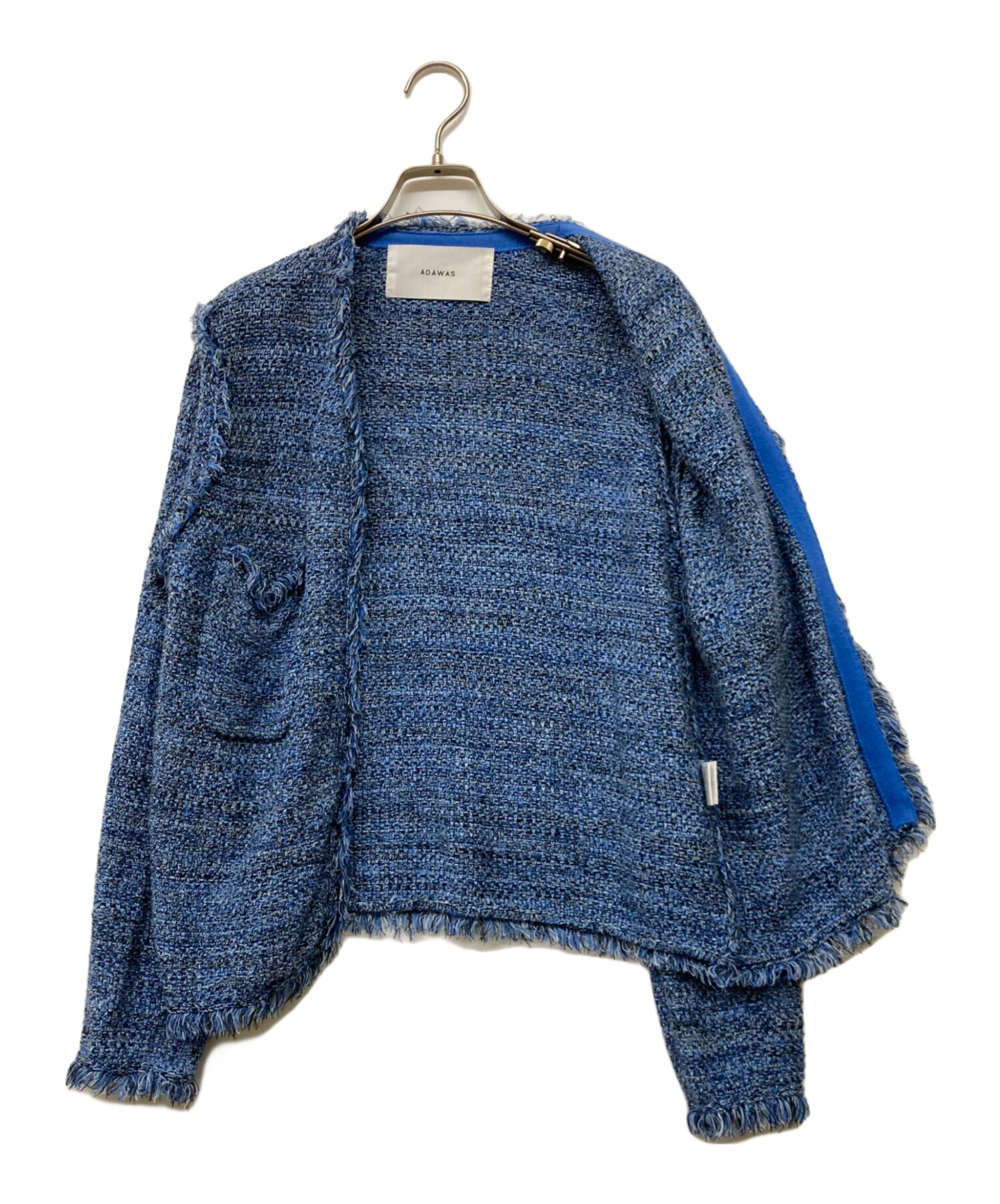 中古・古着通販】ADAWAS (アダワス) SUMMER TWEED KNIT JACKET ブルー