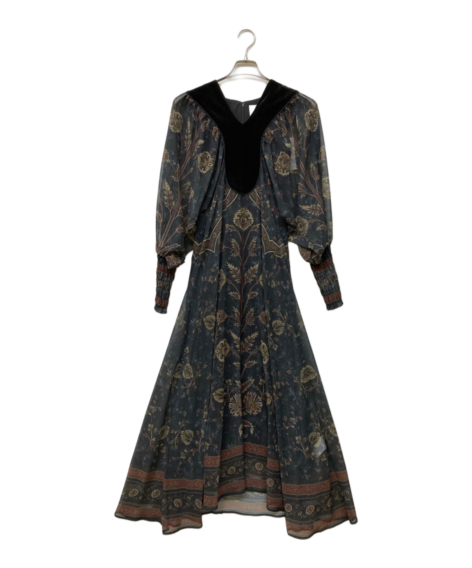 中古・古着通販】AMERI (アメリ) VELOUR DOCKING SCARF DRESS ブラック 