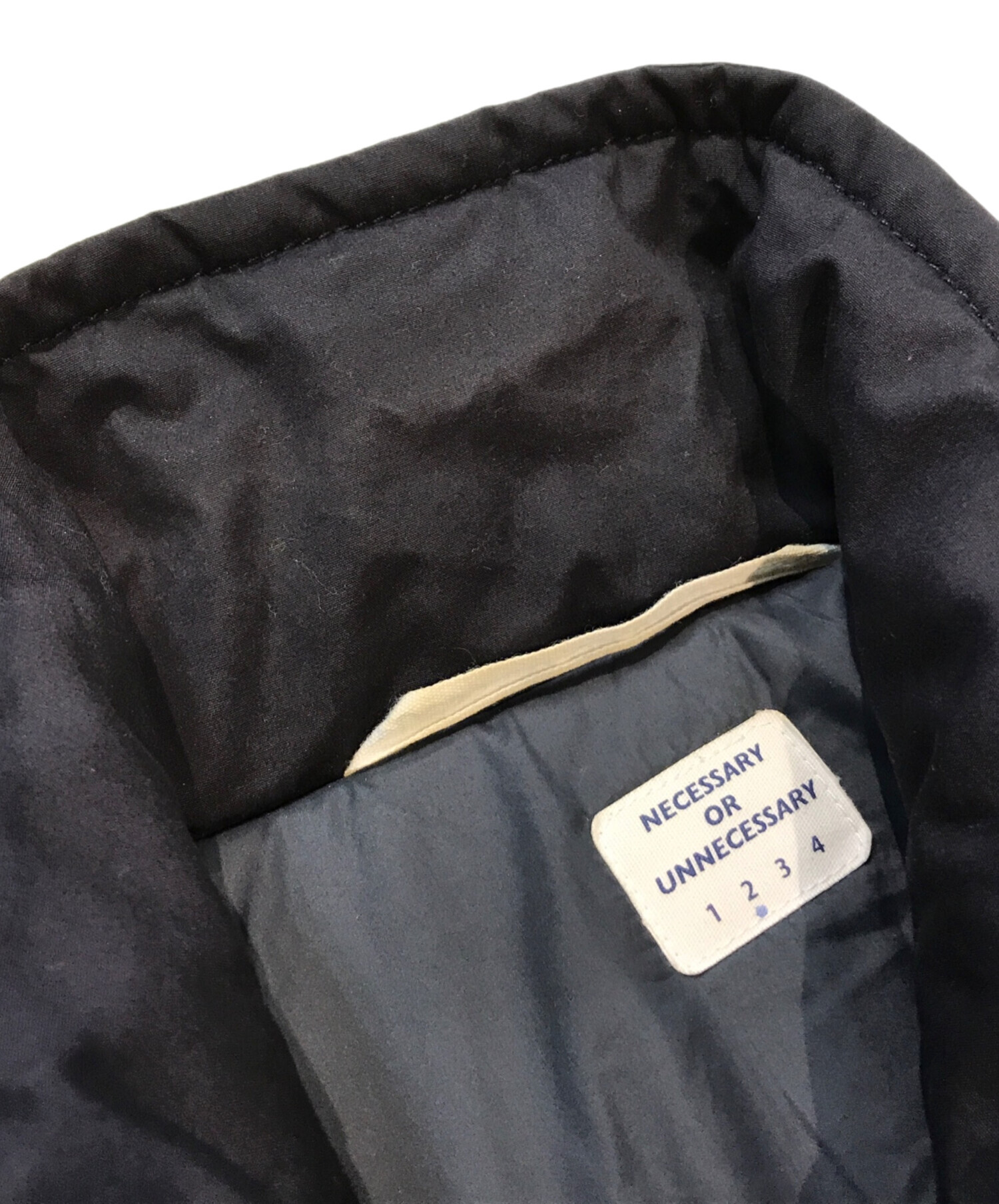 ネセサリーオアアンネセサリー　ジャケット　コート　中綿暖かい　ネイビー　2 美品 ネセサリーオアアンネセサリー ジャケット コート 中綿暖かい