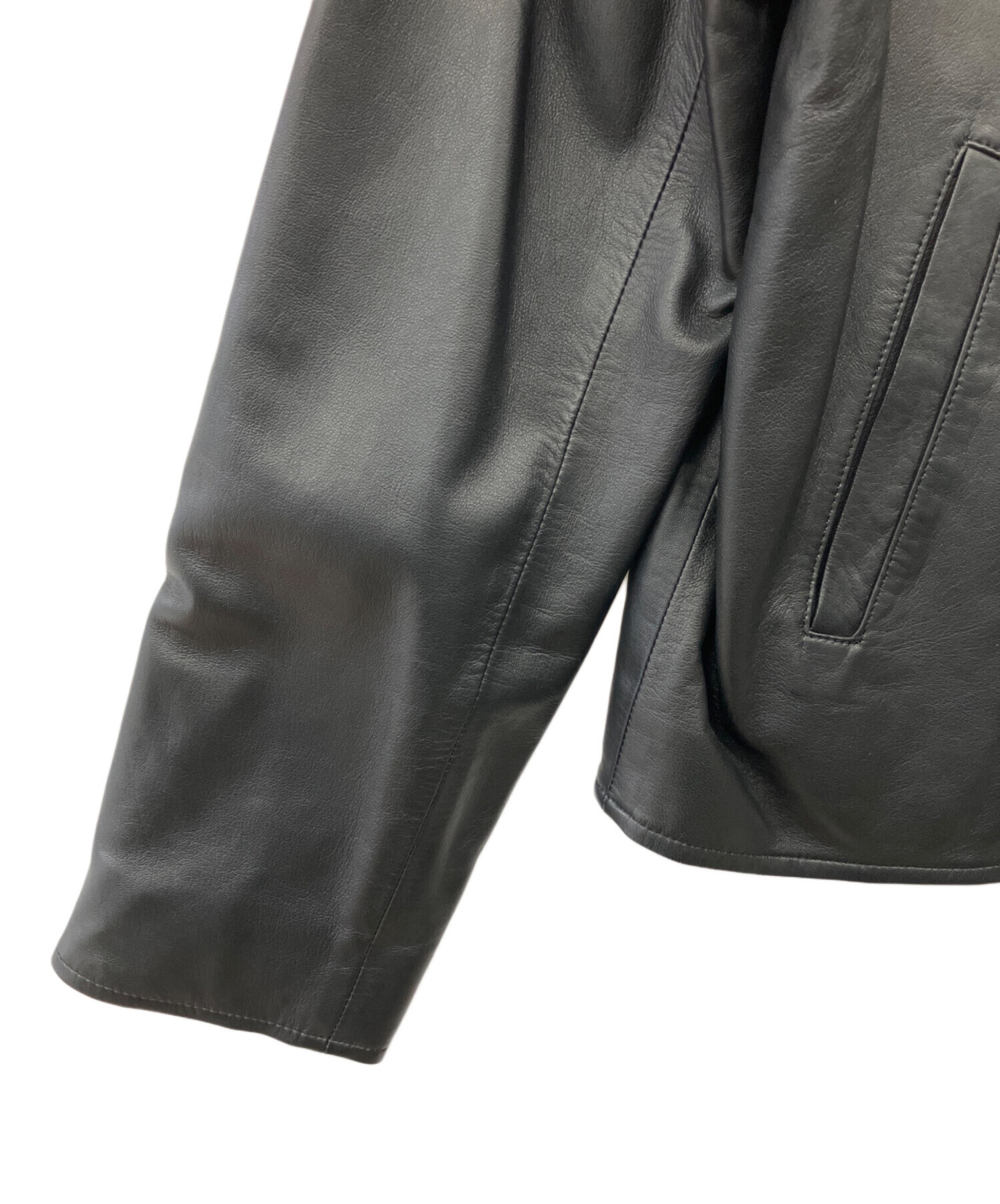 Ray BEAMS　レザージャケット、サイズ1 中古・古着通販】RAY BEAMS (レイ ビームス) ラムレザー ノーカラー