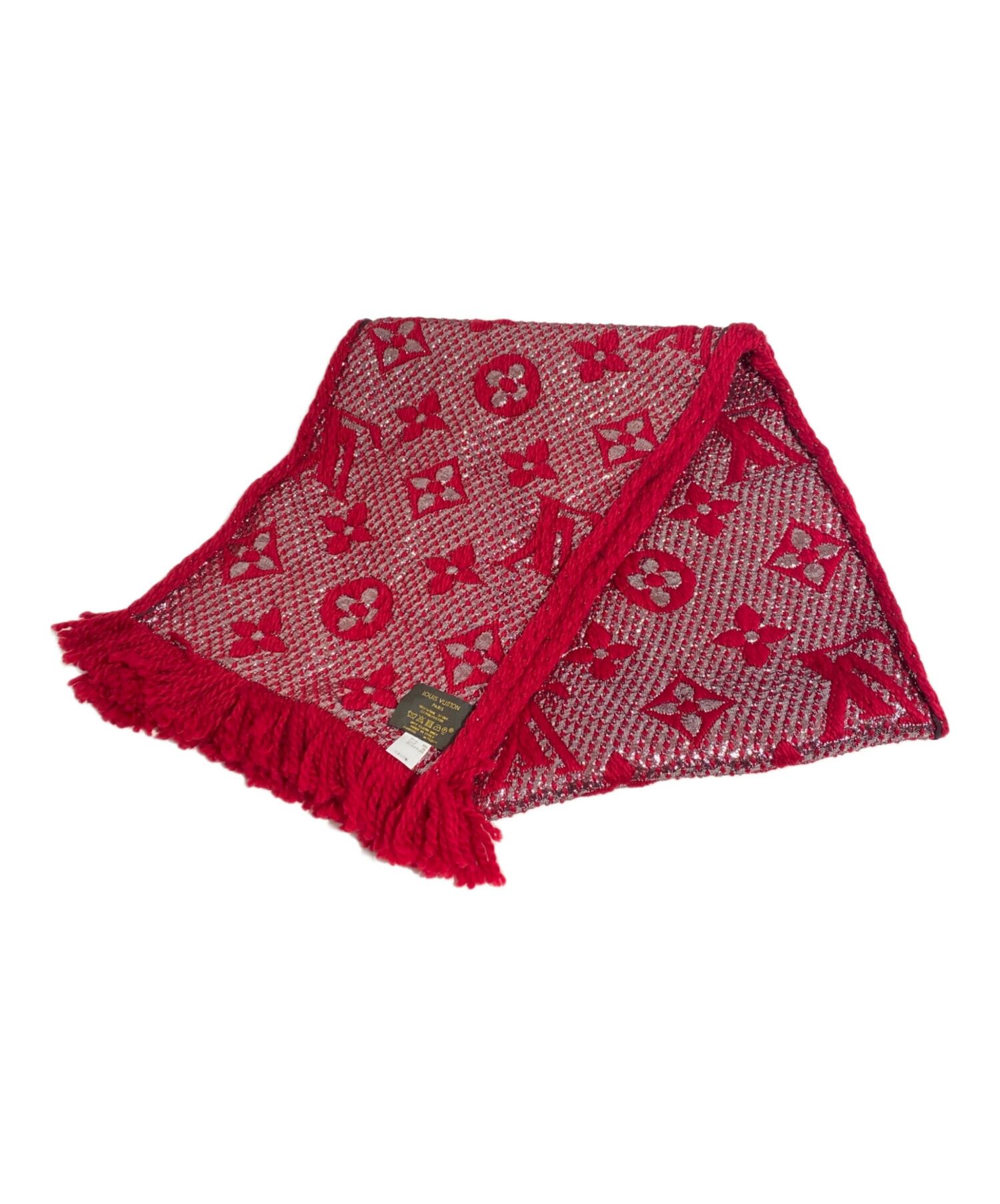 LOUIS VUITTON 赤 ロゴ入り マフラー 中古・古着通販】LOUIS VUITTON (ルイ ヴィトン) エシャルプ・ロゴ