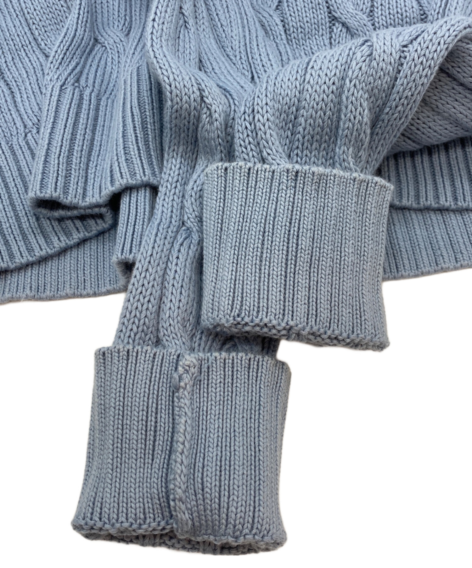 新品タグ付き✨ポロラルフローレン ケーブルニット ピマコットン ポニー 青 M 新品タグ付】ポロ ラルフローレン ケーブルニット 半袖 QR 刺繍