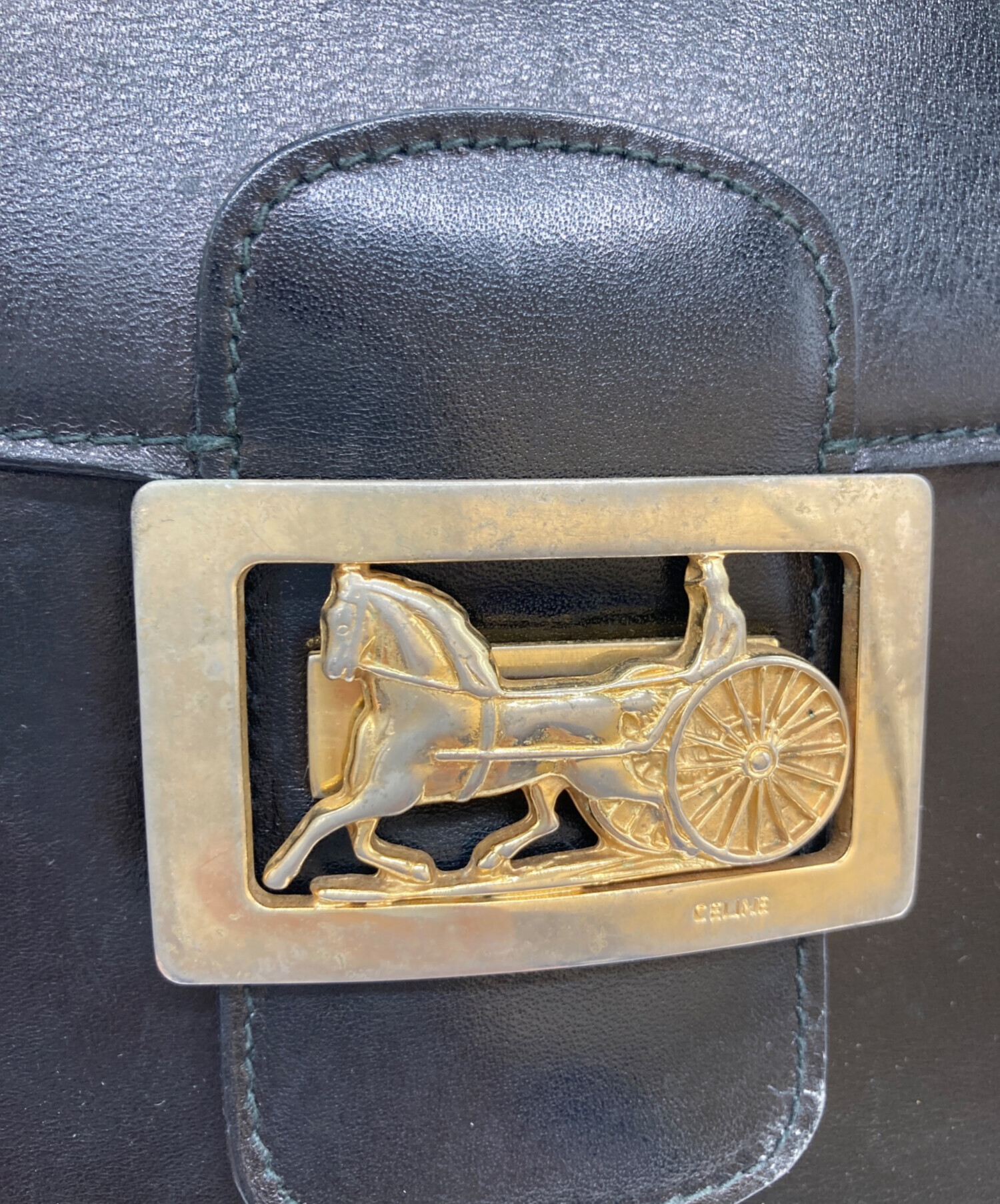 中古・古着通販】CELINE (セリーヌ) 馬車金具レザーショルダーバッグ