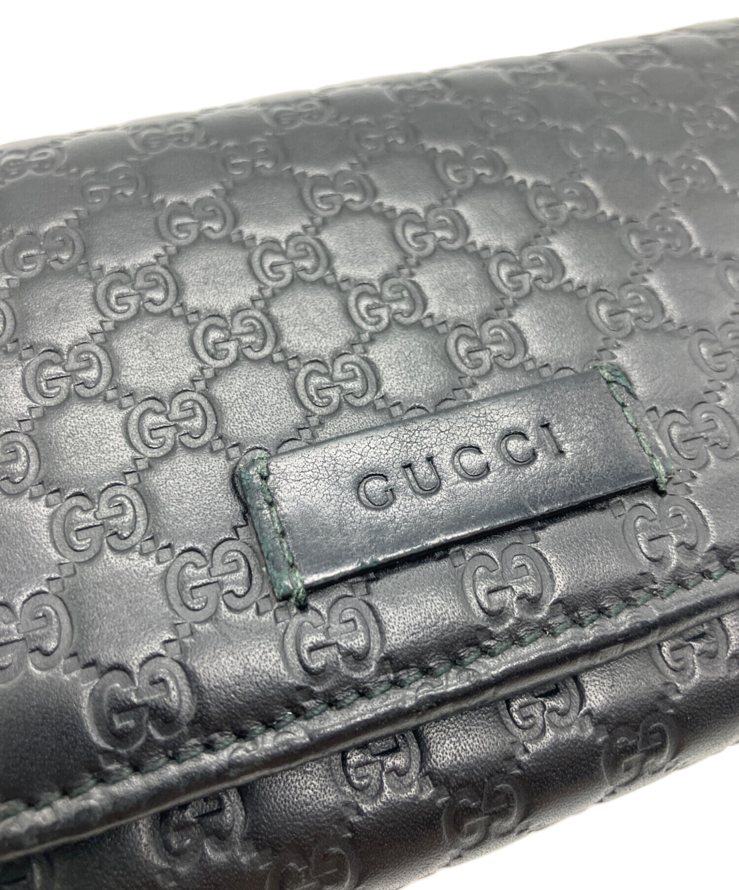 中古・古着通販】GUCCI (グッチ) マイクログッチシマ 長財布 ブラック 