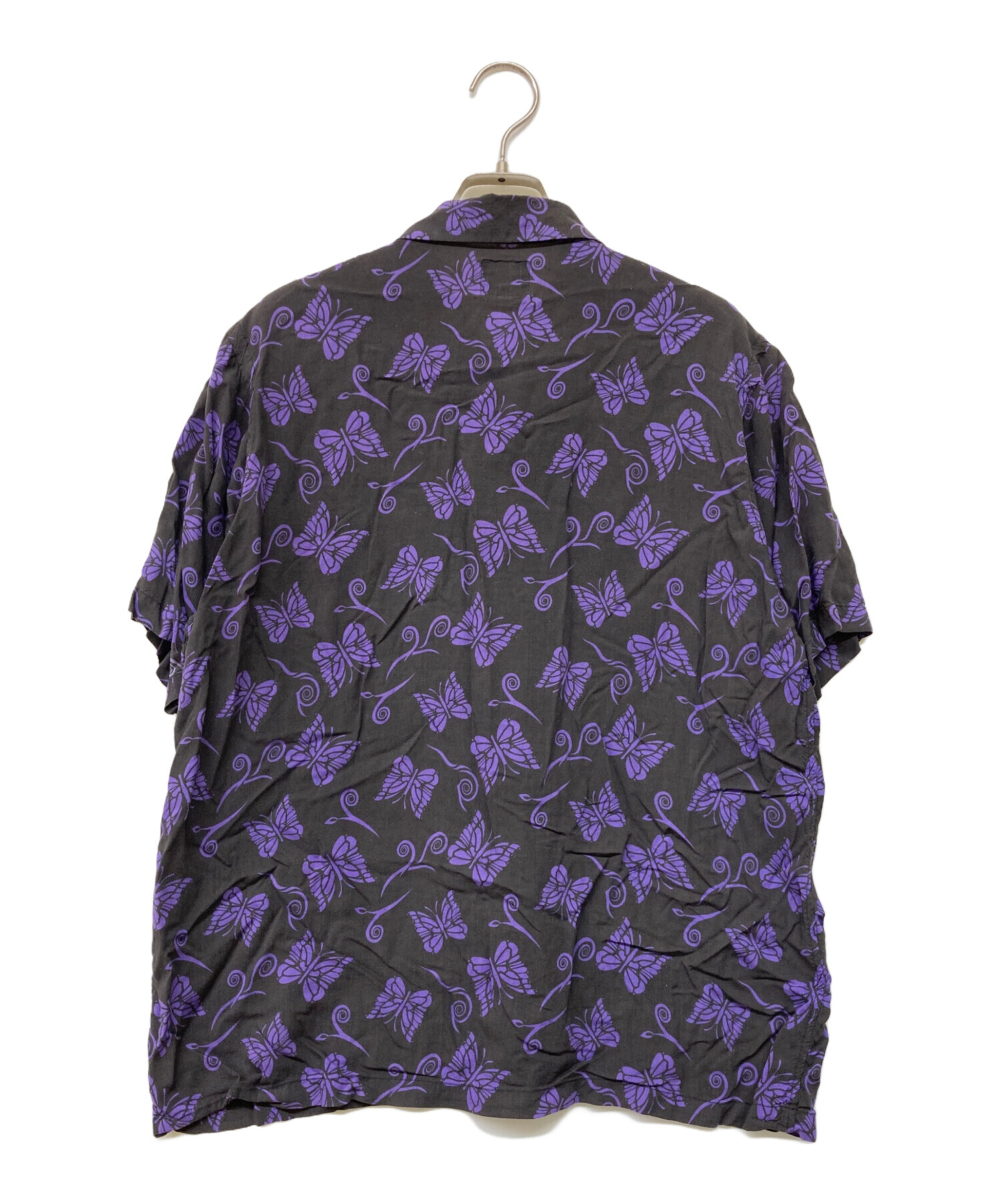 美品✨ニードルス 半袖ポロシャツ パピヨン刺繍 ブラック×パープル M 中古・古着通販】Needles (ニードルズ) パピヨン柄オープンカラー