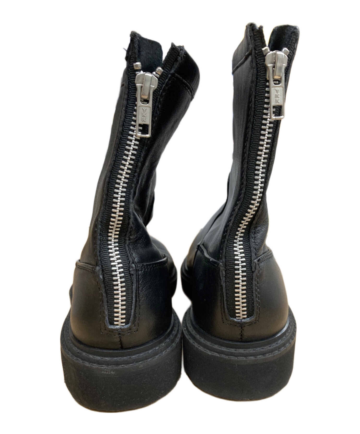 CAMINANDOブラックレザーバックジップブーツ 7サイズ 中古・古着通販】Caminando (カミナンド) TRECK SOLE BACK ZIP BOOTS