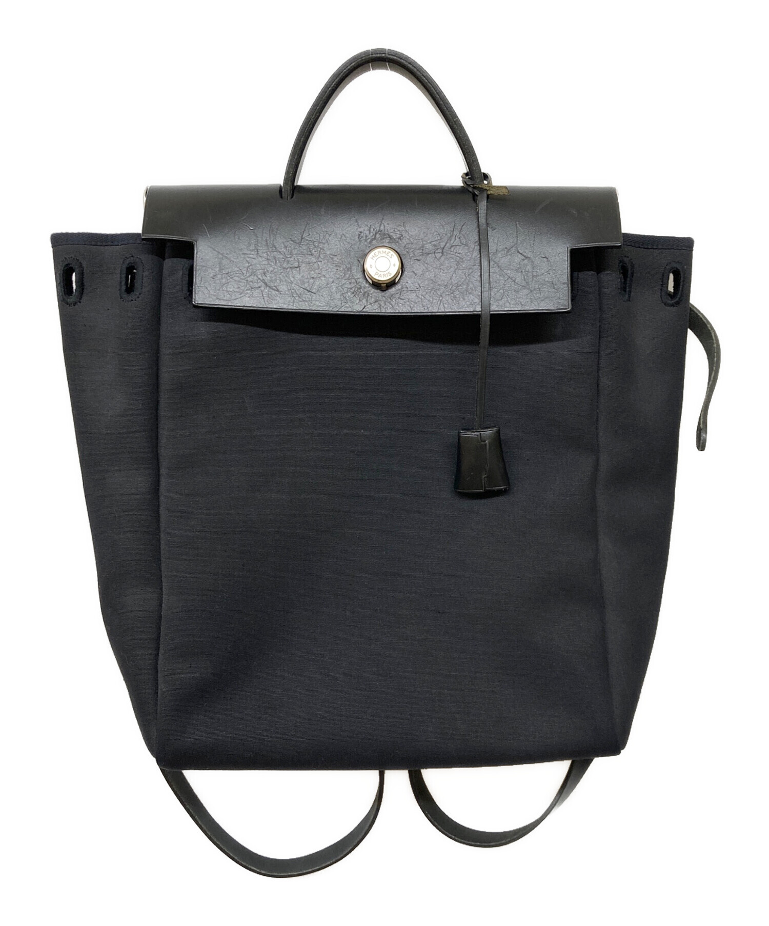 中古・古着通販】HERMES (エルメス) レザーキャンバスバッグ｜ブランド 