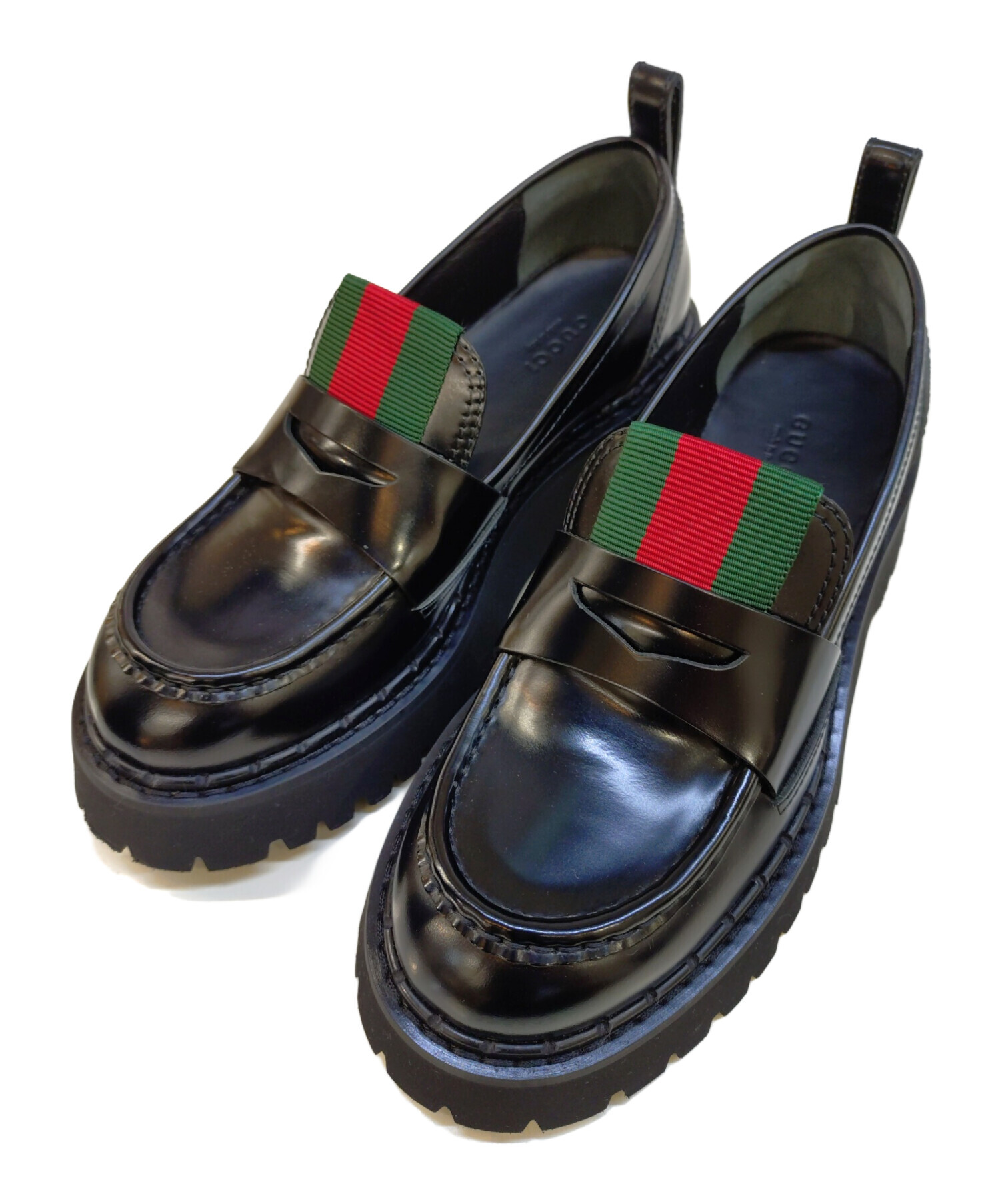 GUCCIブラックローファー 37 中古・古着通販】GUCCI (グッチ) ローファー ブラック サイズ:37 1/2
