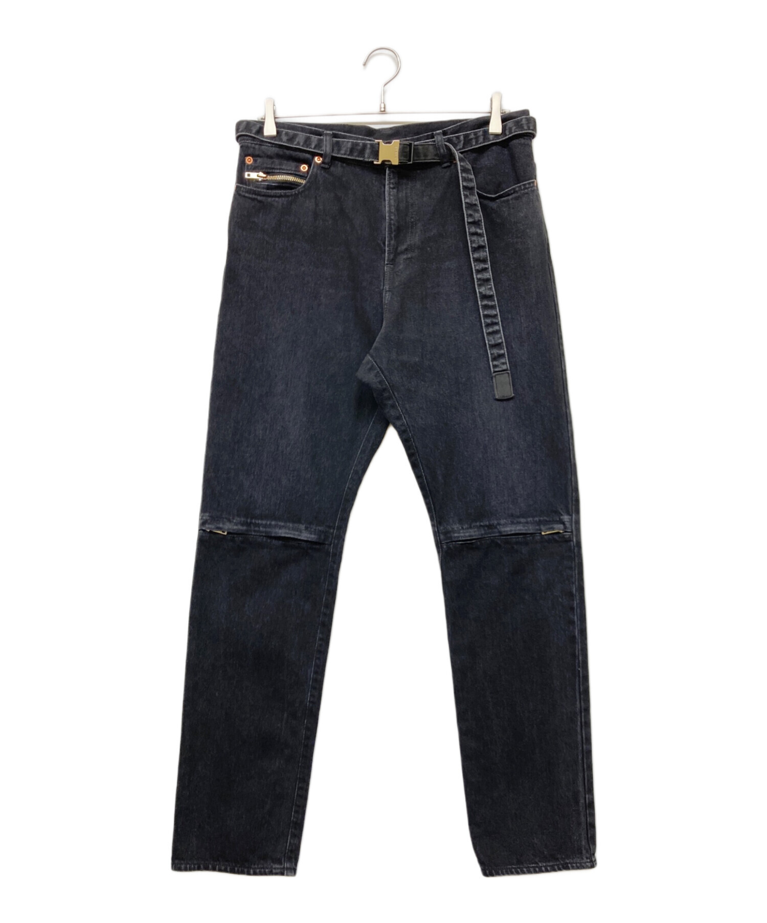 中古・古着通販】sacai (サカイ) SLIM JEANS WITH BELT ブラック 中古・古着通販】sacai (サカイ) SLIM JEANS WITH BELT ブラック