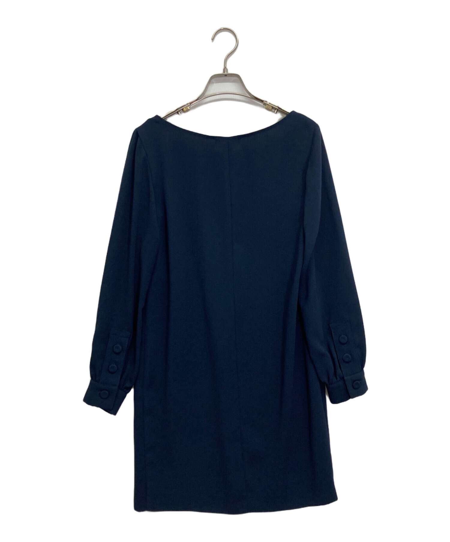 【新品未使用】TARA JARMON 半袖シルク混ワンピース ネイビー36 中古・古着通販】TARA JARMON (タラジャーモン) ワンピース ネイビー