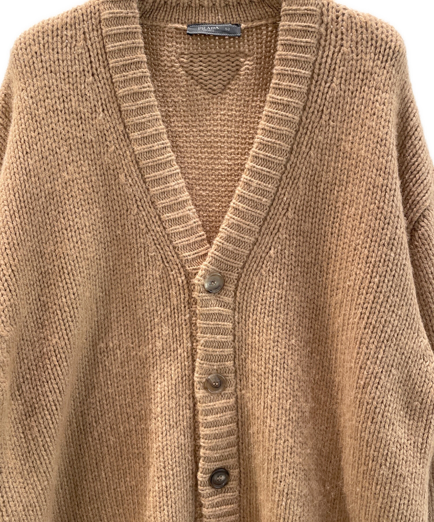 PRADA　ベージュ ボタン付き長袖カーディガン　２点セット　カシミア100% 中古・古着通販】PRADA (プラダ) キャメルヘア カーディガン ベージュ