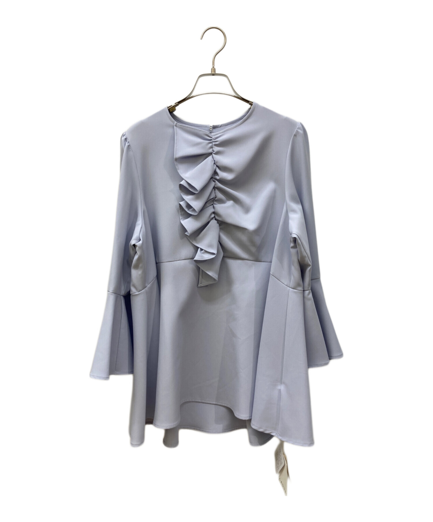 中古・古着通販】CADUNE (カデュネ) フリルフレアブラウス ブルー 