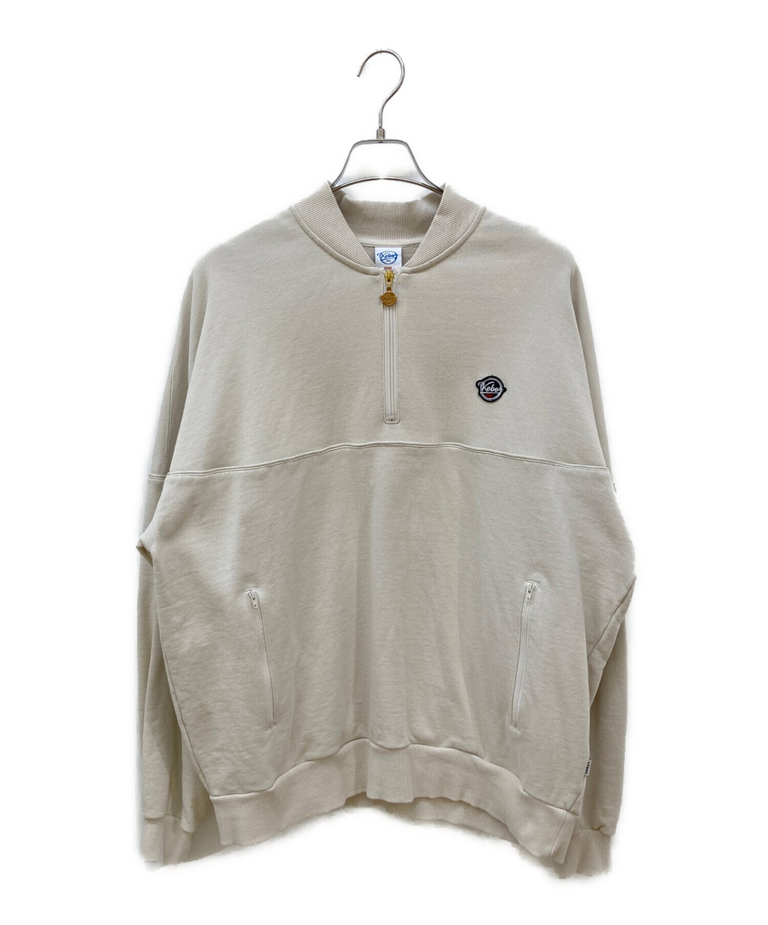 中古・古着通販】KEBOZ (ケボズ) ハーフジップスウェット ベージュ 