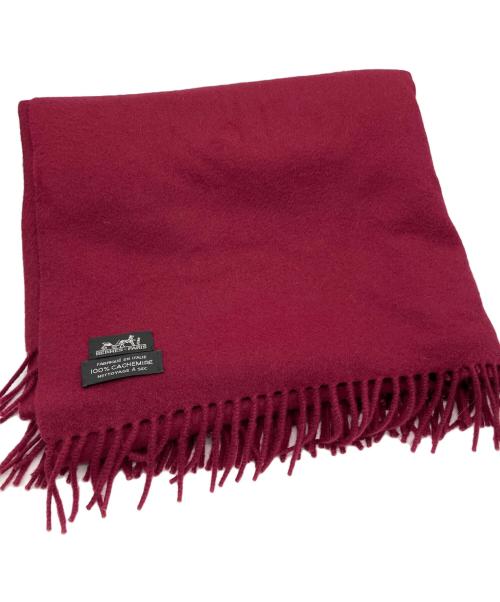 美品 HERMES エルメス カシミヤ ストール マフラー ショール ボルドー 中古・古着通販】HERMES (エルメス) カシミヤ大判ストール ボルドー