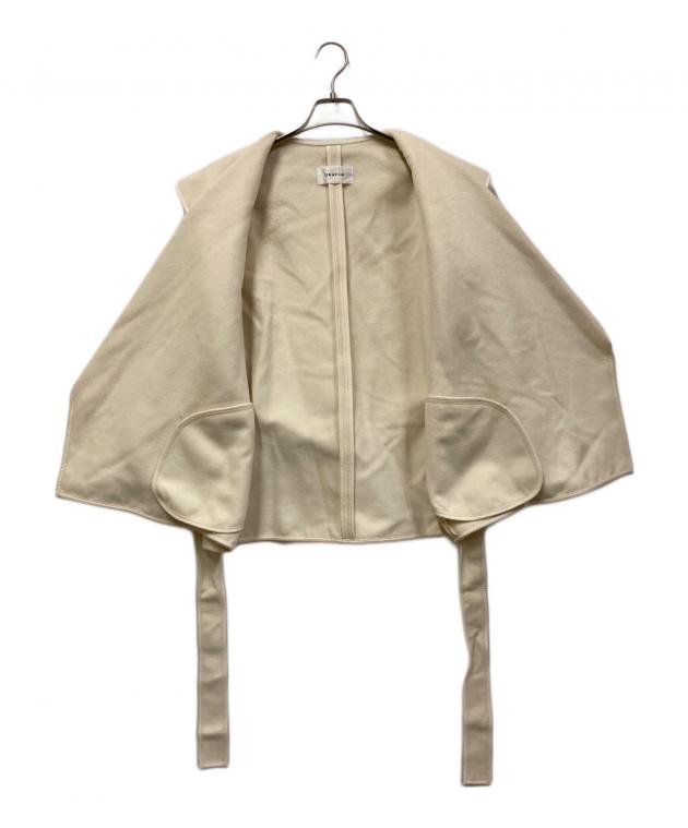 FRAY I.D【美品】ショールカラーショートリバーコート ベルト ホワイト