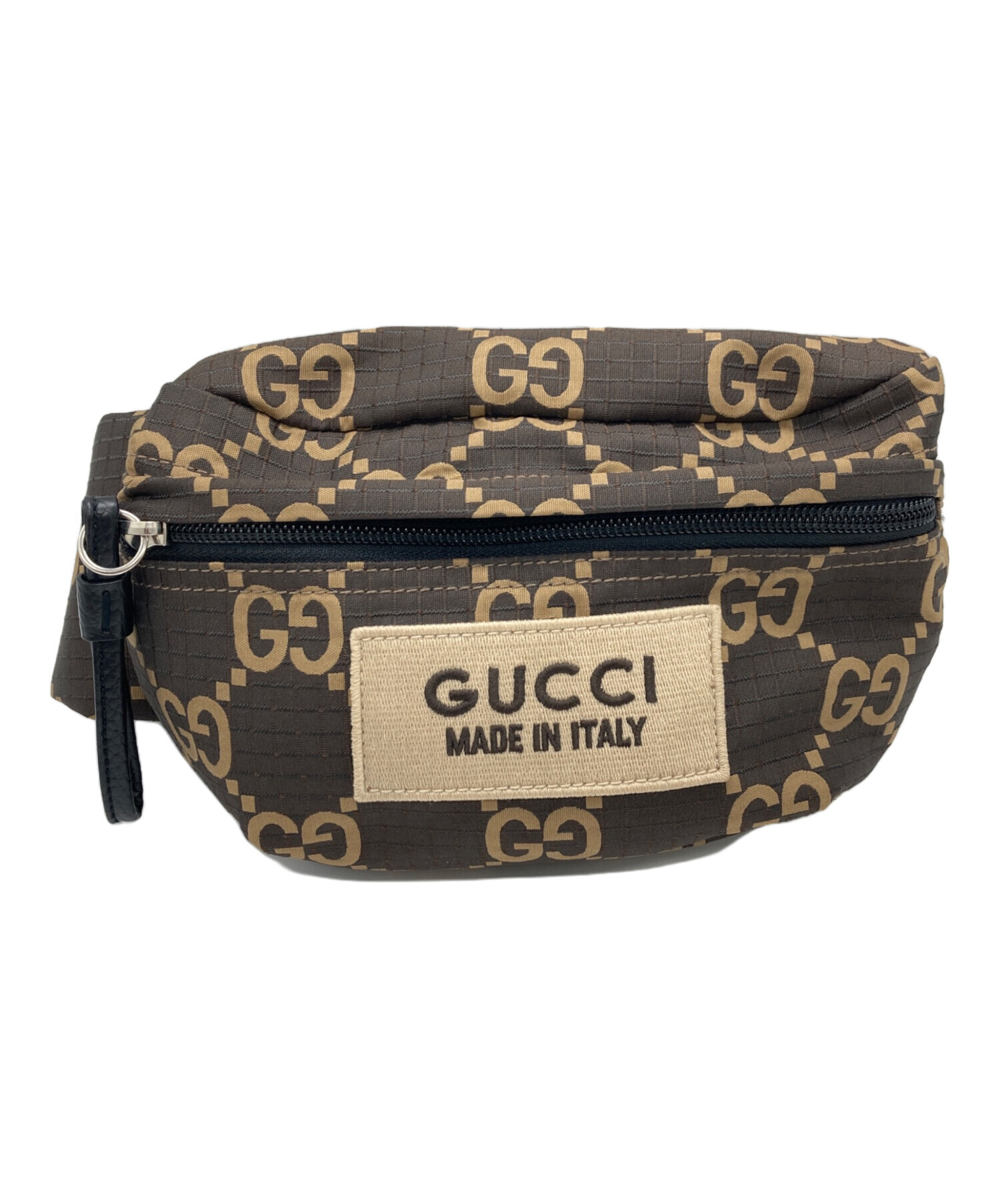新品 GUCCI GGリサイクルポリエステル ラージ ベルトバッグ エボニー 中古・古着通販】GUCCI (グッチ) GGリサイクルポリエステル ラージ