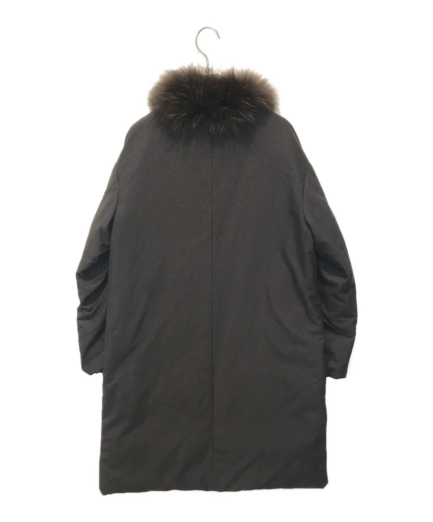 グリーンレーベルリラクシング2WAY ファー ノーステッチ ダウン コート黒