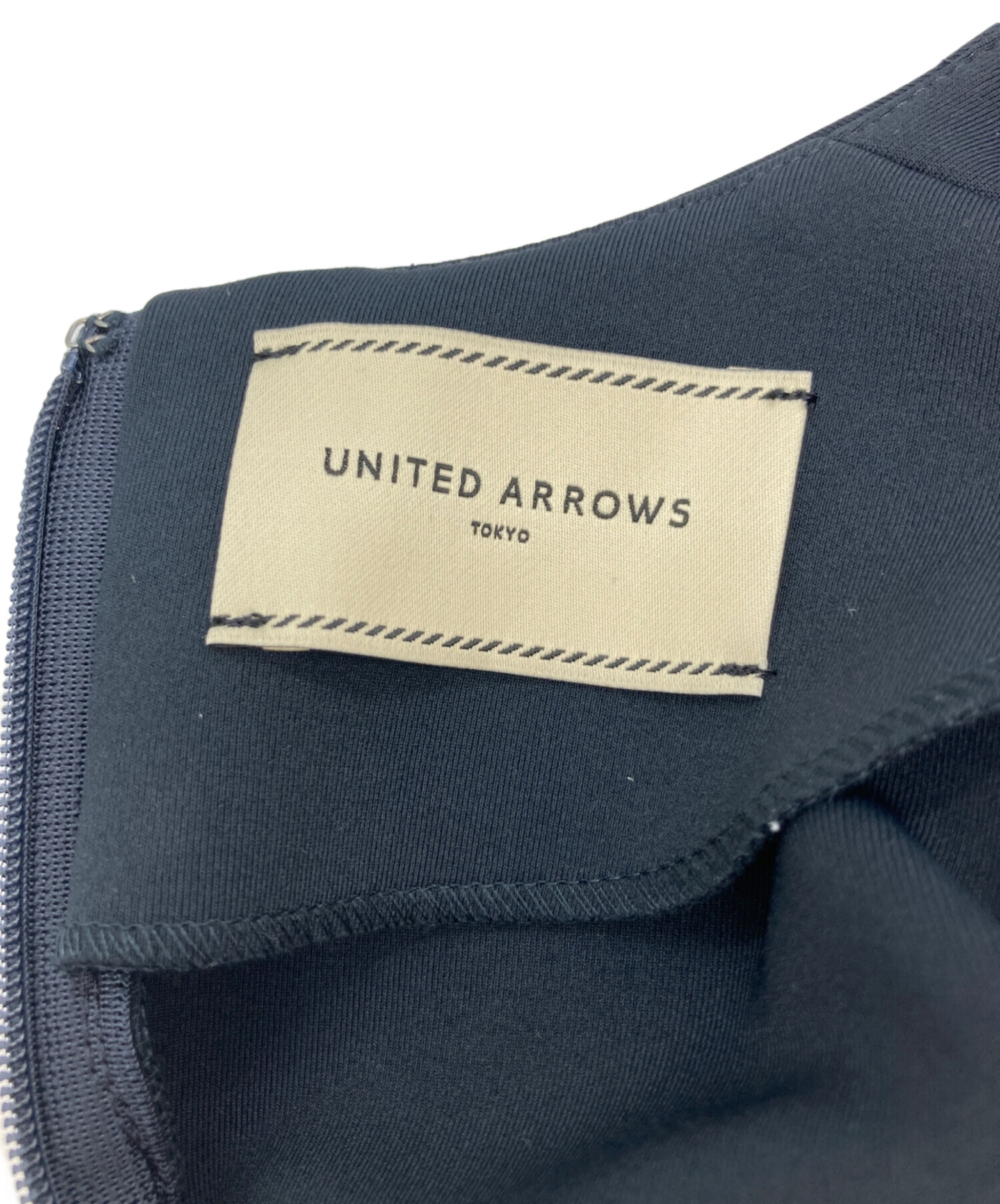 ユナイテッドアローズ　SMONGYワンピース36 UNITED ARROWS - 訳あり☆UNITED ARROWS☆SPONGY ワンピース☆ネイビー