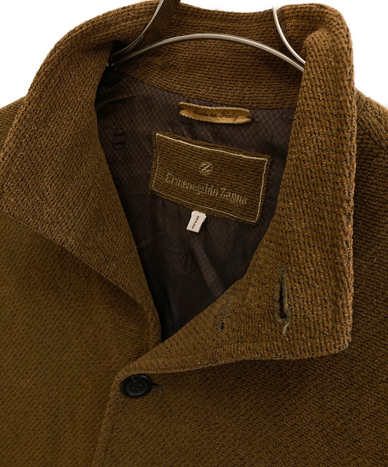 zegna ゼニア　スタンドカラー レザージャケット　ブラウン　茶　シングル 中古・古着通販】ERMENEGILDO ZEGNA (エルメネジルド・ゼニア