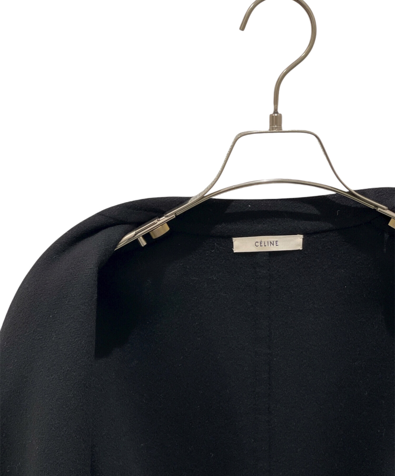 CÉLINE ブラック カシミヤ　エッグクロンビーコート　サイズ34 中古・古着通販】CELINE (セリーヌ) カシミヤエッグクロンビーコート