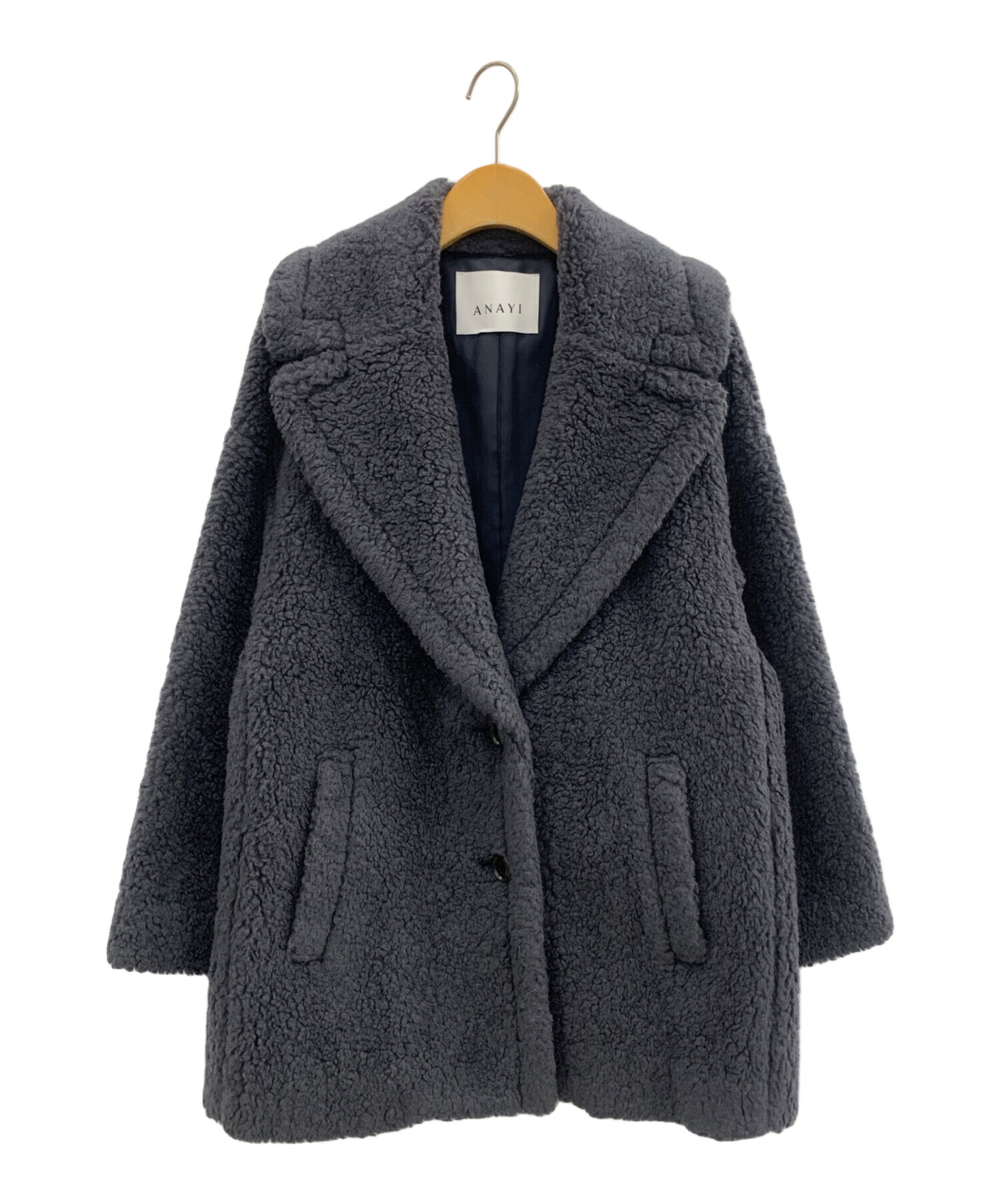 アナイ　ANAYI テディベア　カーリーウールロングコクーンコートボアコート カーリーウールロングコクーンコート テディベア ボアコート