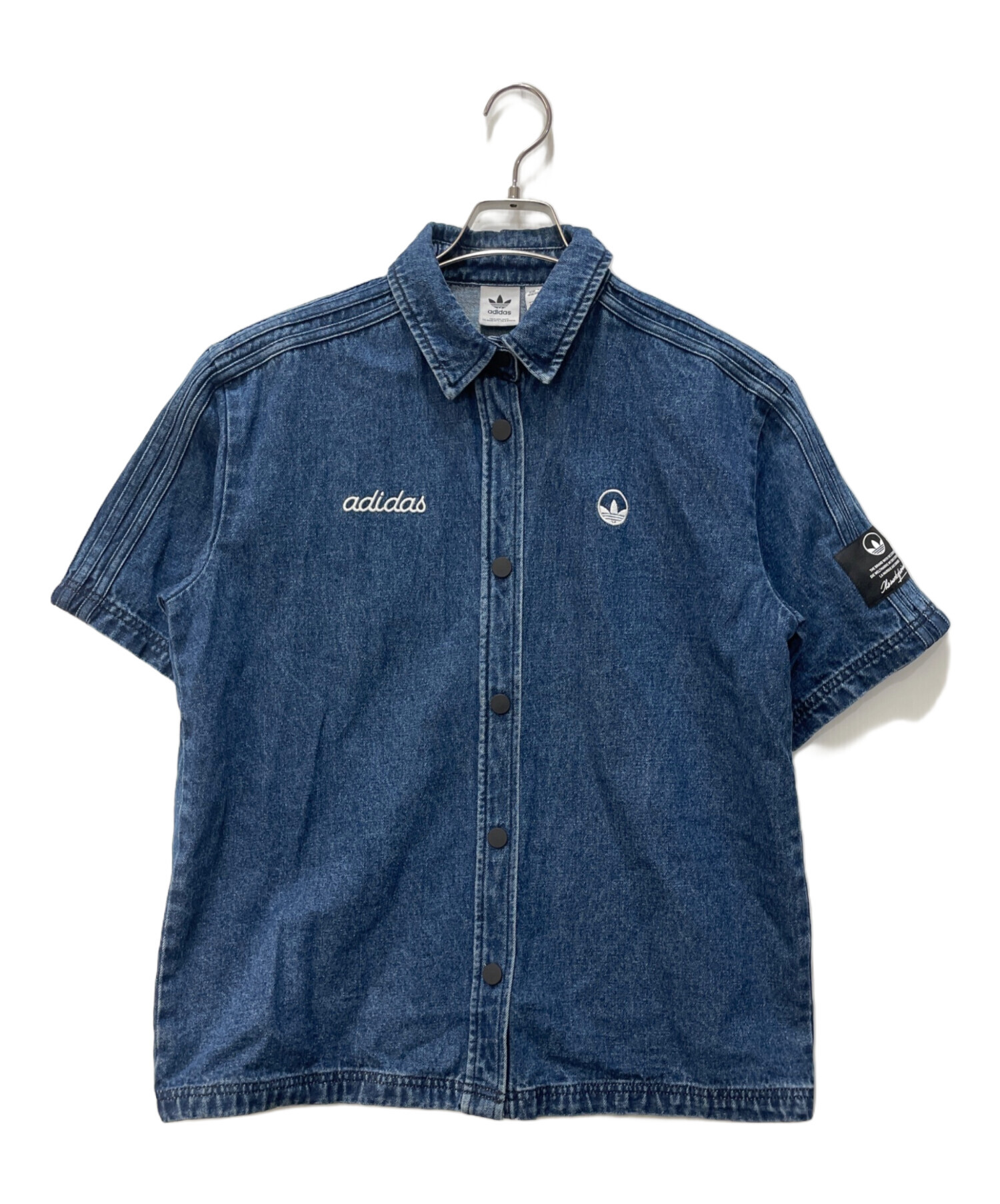 adidas originals Denim アディダス デニム シャツ Clothing - ORIGINALS DENIM SHORT SLEEVE WORK SHIRT - Blue | adidas
