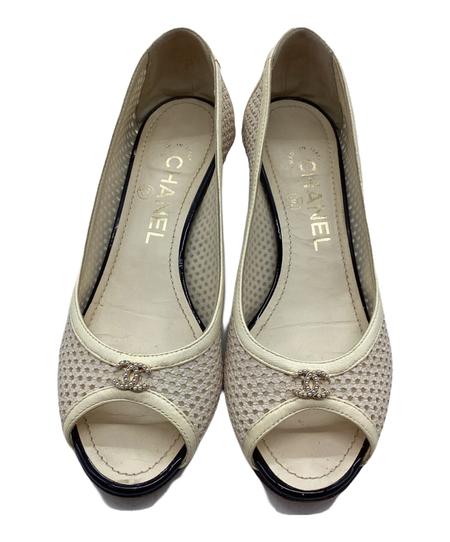 中古・古着通販】CHANEL (シャネル) オープントゥーパンプス オフ